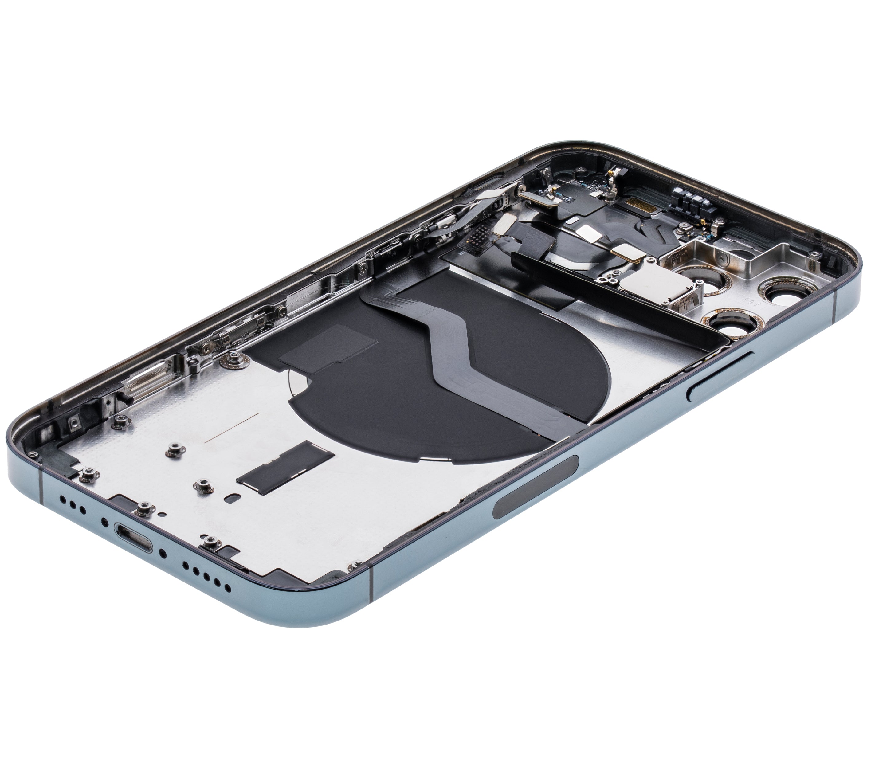 Backcover/Rahmen mit Small Parts für iPhone 12 Pro (EU / Global Version) (gebrauchter OEM-Ausbau, Qualität C) (Pacific Blau)