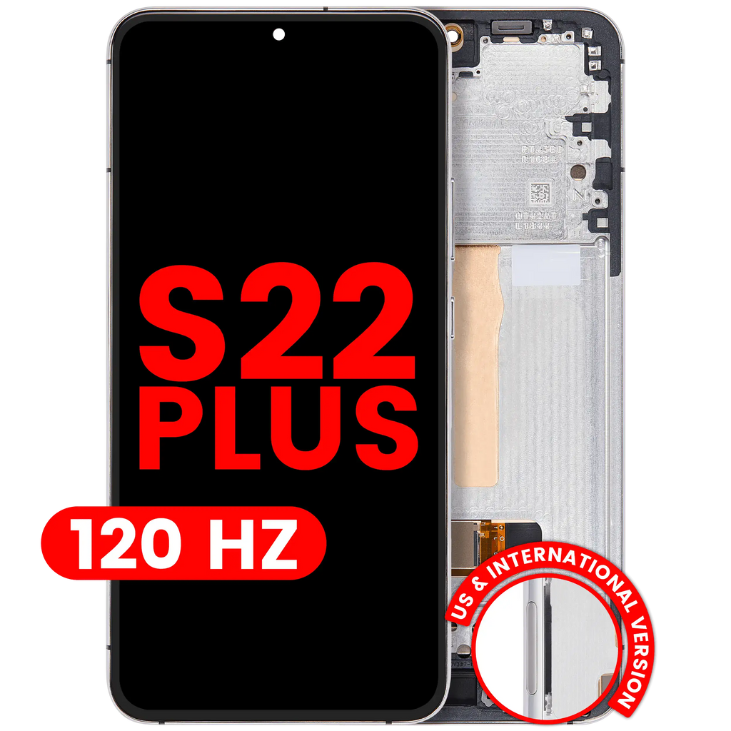 OLED-Display mit Rahmen für Samsung Galaxy S22 Plus 5G (US & Internationale Version) (Aftermarket Plus) (120Hz) (Weiß)