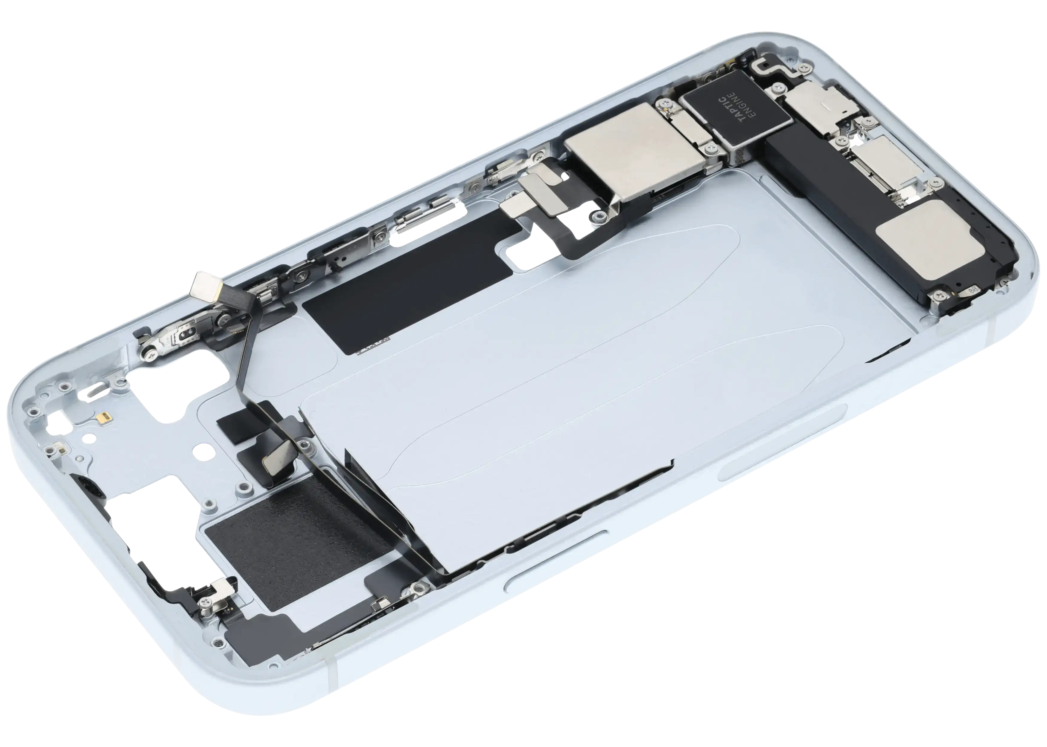 Midframe/Rahmen mit Ladebuchse Flex & Small Parts für iPhone 15 (US-Version) (gebrauchter OEM-Ausbau, Qualität C) (Blau)