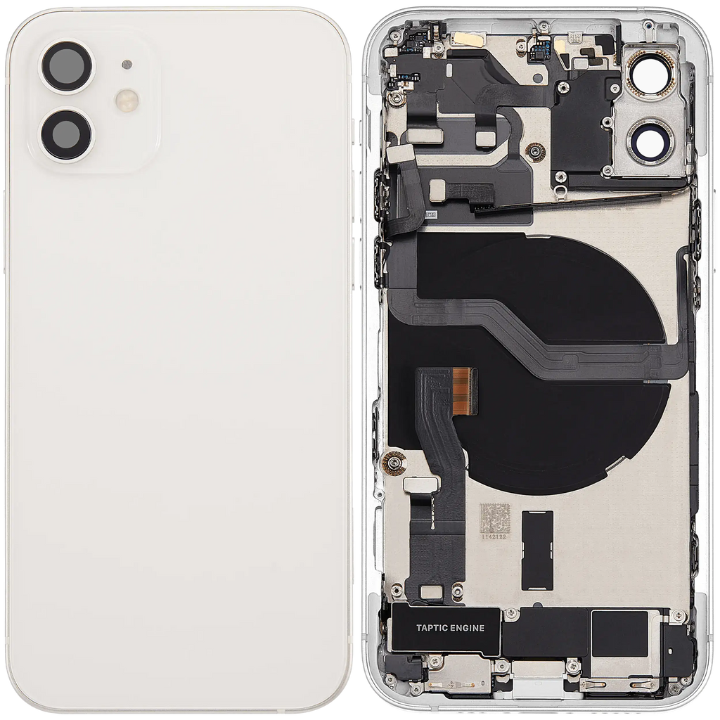 Backcover/Rahmen mit Ladebuchse Flex & Small Parts für iPhone 12 (EU / Global Version) (gebrauchter OEM-Ausbau, Qualität A) (Weiß)