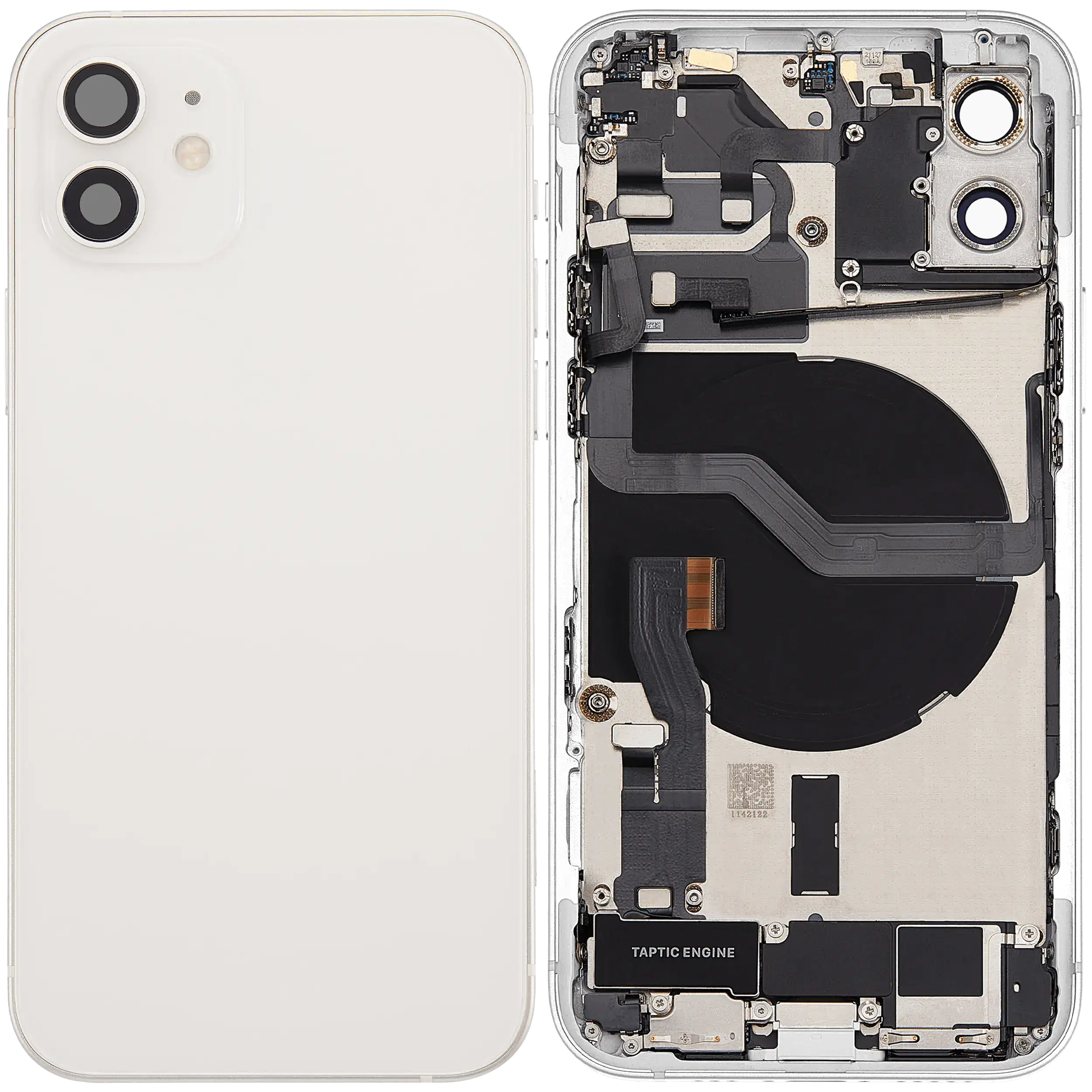 Backcover/Rahmen mit Ladebuchse Flex & Small Parts für iPhone 12 (EU / Global Version) (gebrauchter OEM-Ausbau, Qualität A) (Weiß)
