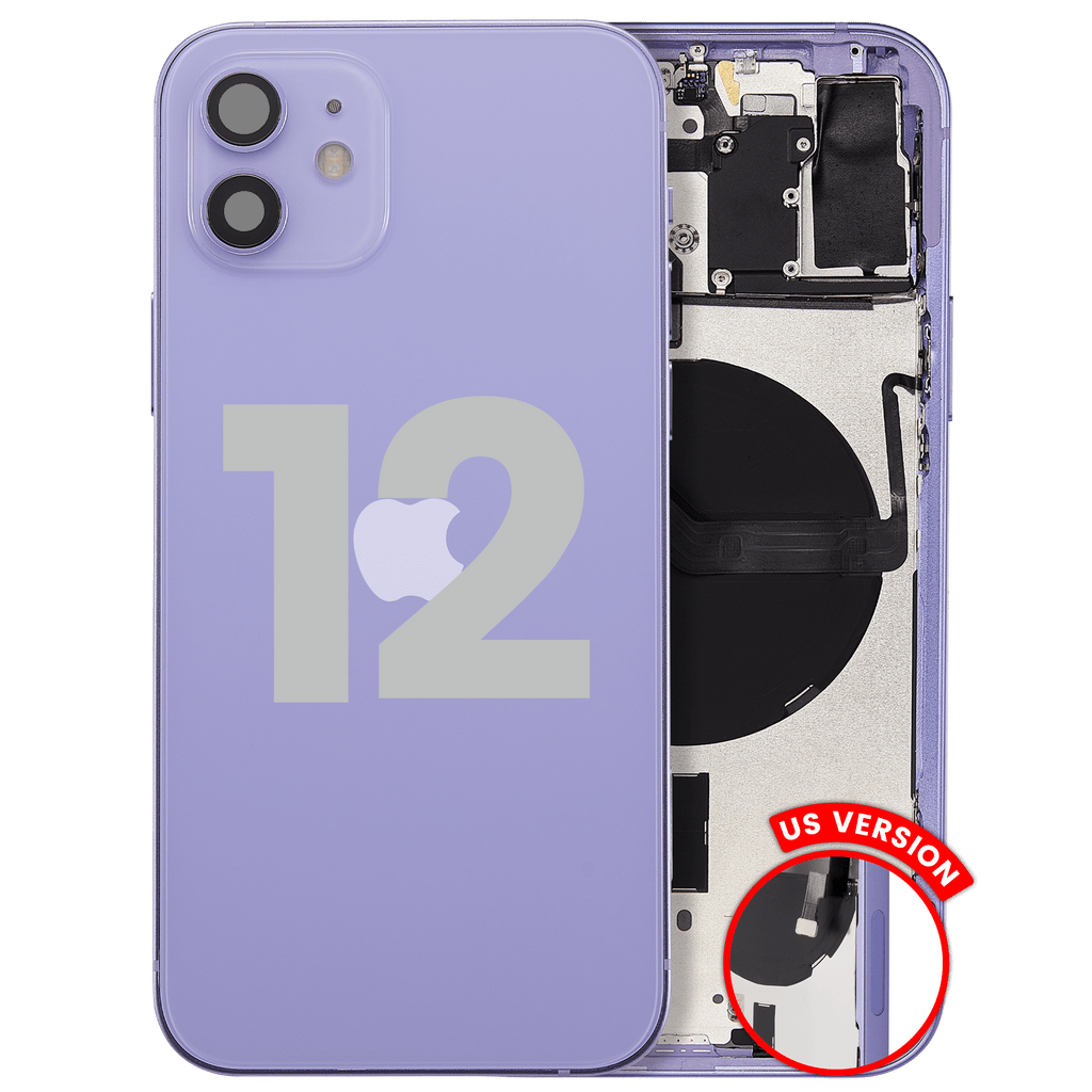 Backcover/Rahmen mit Small Parts für iPhone 12 (US-Version) (gebrauchter OEM-Ausbau, Qualität C) (Lila)