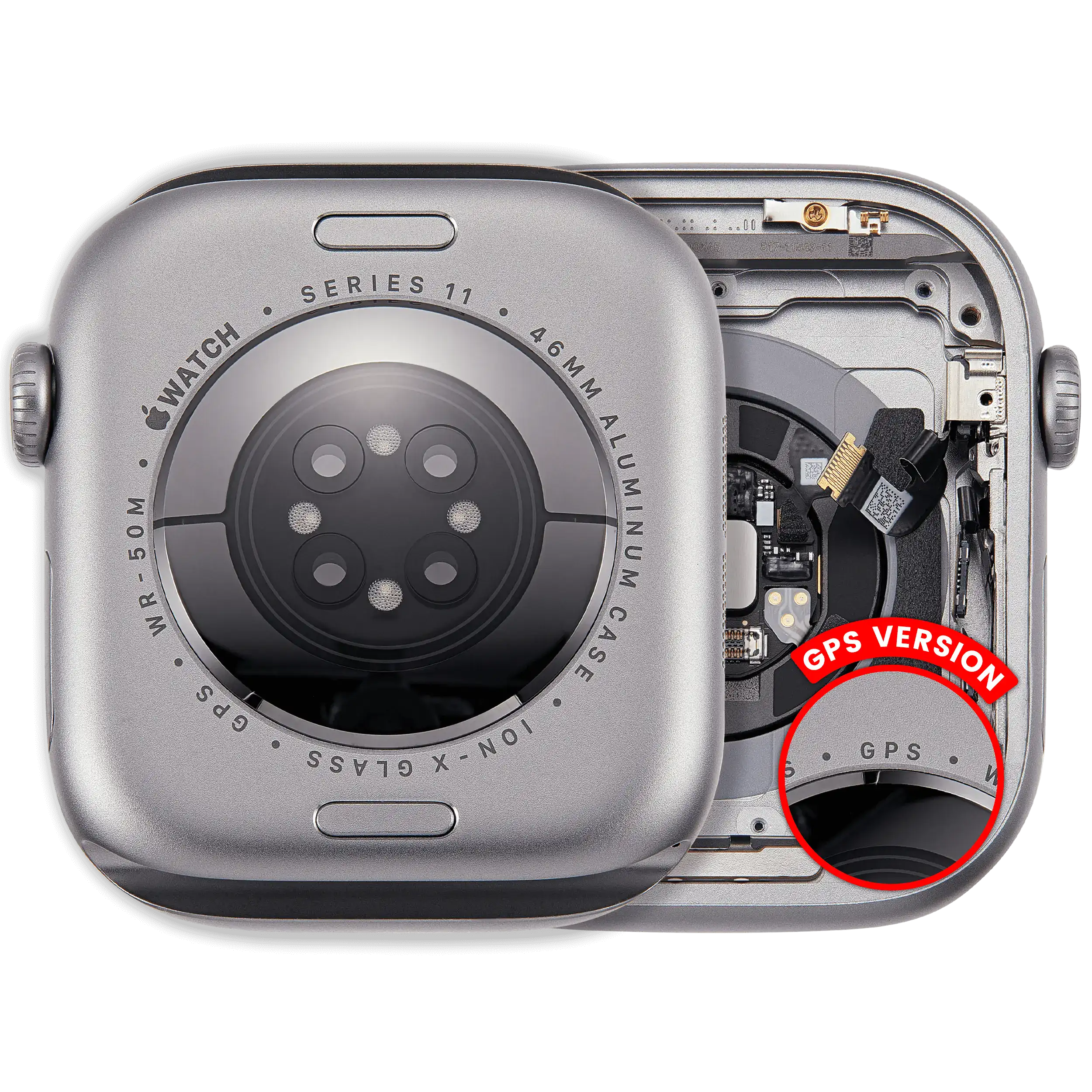 Backcover/Rahmen für Watch Series 11 (46MM) (gebrauchter OEM-Ausbau, Qualität A) (GPS Version) (Aluminum / Space Gray)