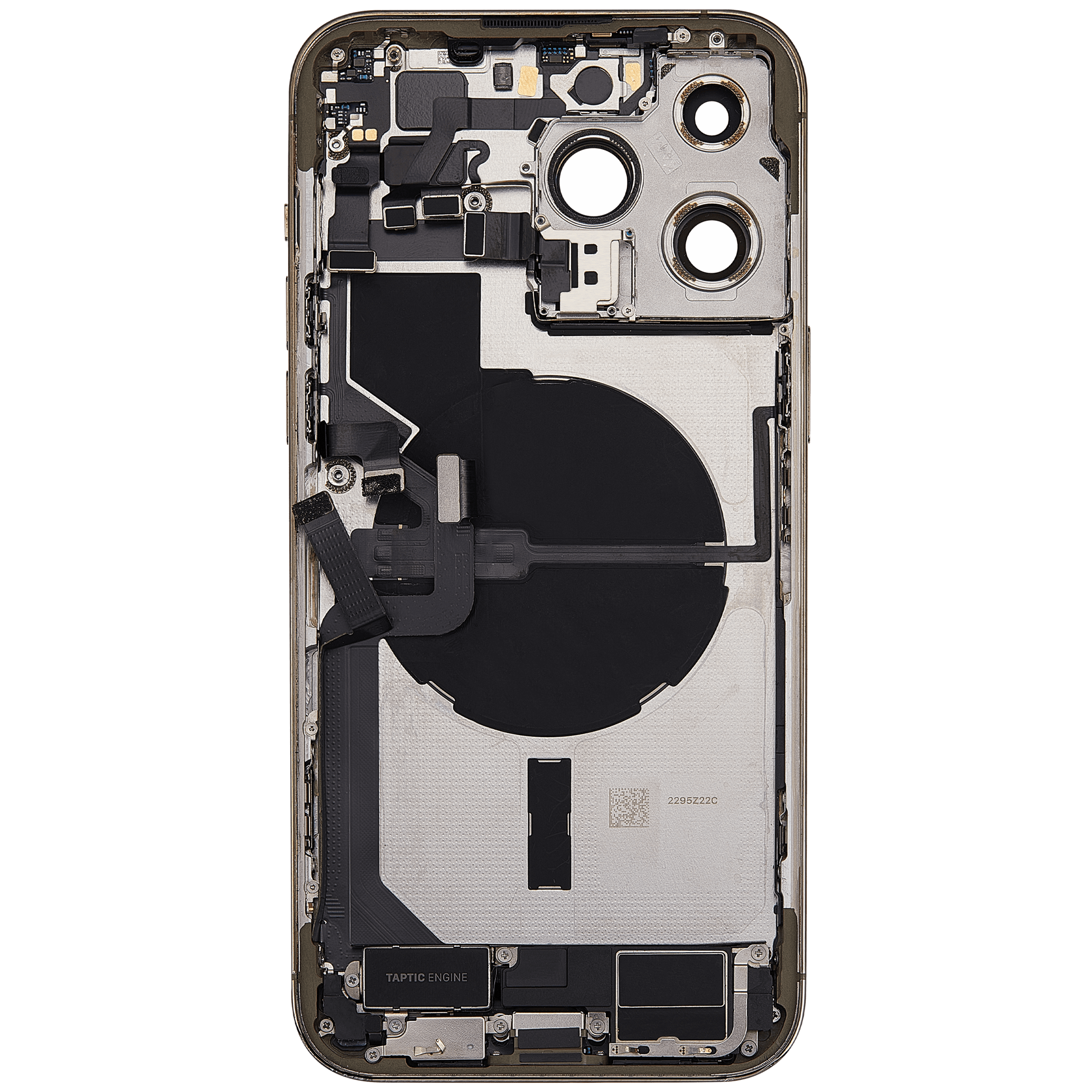 Backcover/Rahmen mit Ladebuchse Flex & Small Parts für iPhone 14 Pro Max (EU / Global Version) (gebrauchter OEM-Ausbau, Qualität C) (Gold)