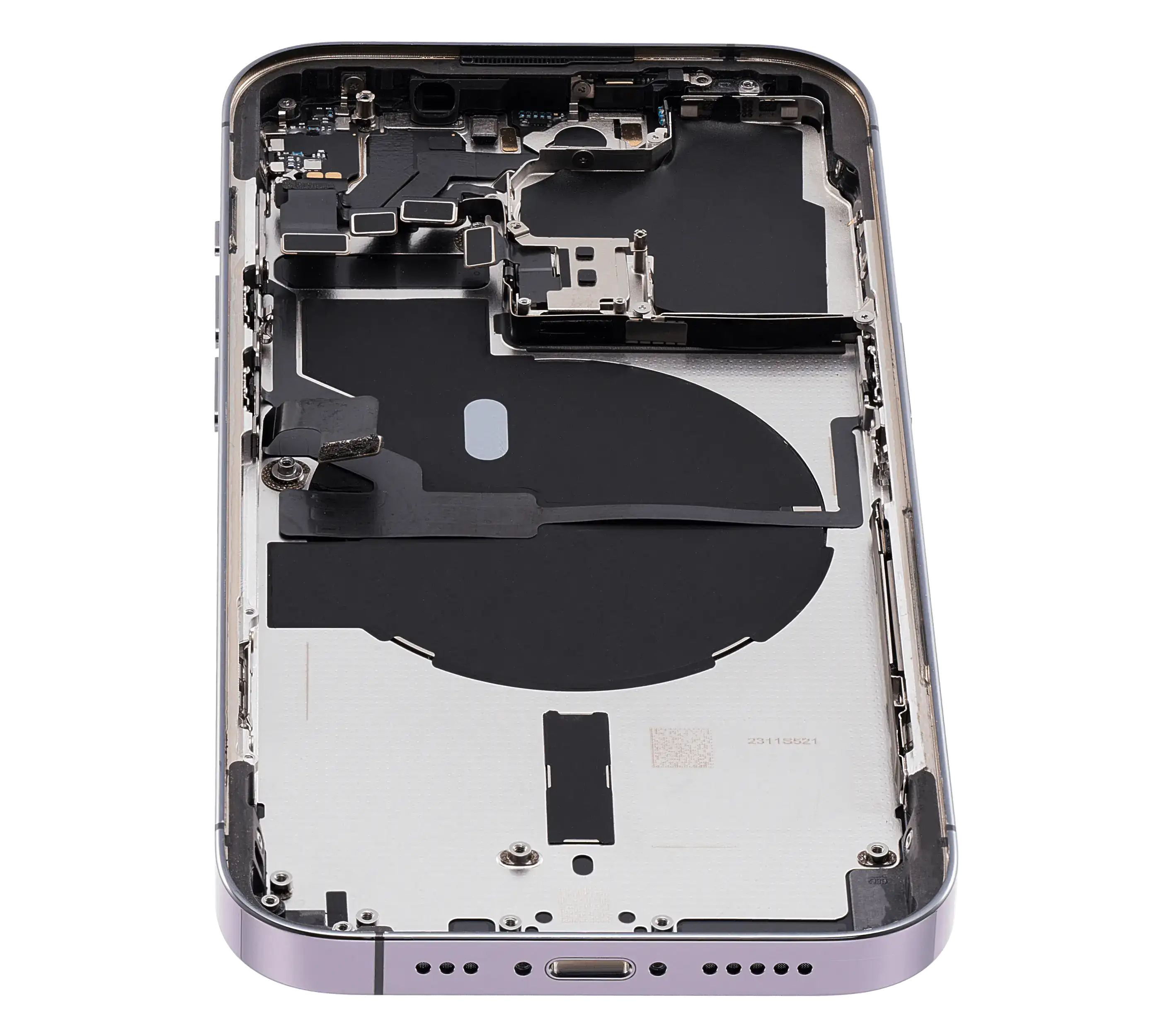 Backcover/Rahmen mit Small Parts für iPhone 14 Pro (EU / Global Version) (gebrauchter OEM-Ausbau, Qualität C) (Deep Purple)