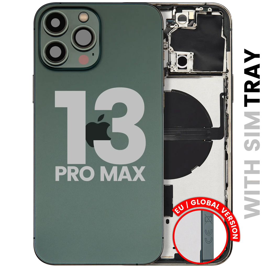 Backcover/Rahmen mit Small Parts für iPhone 13 Pro Max (EU / Global Version) (gebrauchter OEM-Ausbau, Qualität C) (Alpine Grün)
