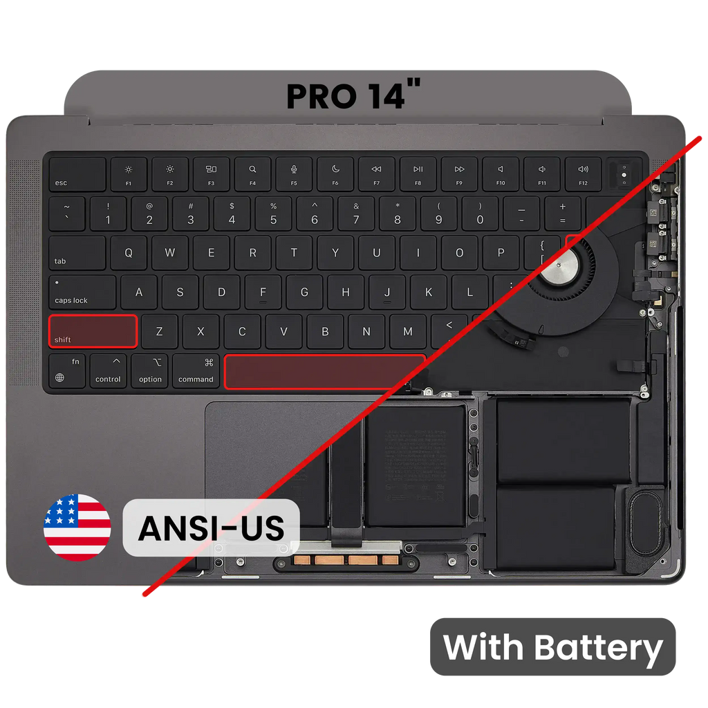 Topcase Akku Tastatur US MacBook Pro 14" A3401 Space Schwarz OEM Pull A