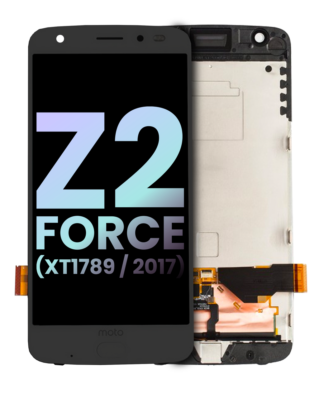 OLED display with frame and fingerprint scanner for Motorola Moto Z2 Force (XT1789/2017) (Original OEM) (Black)