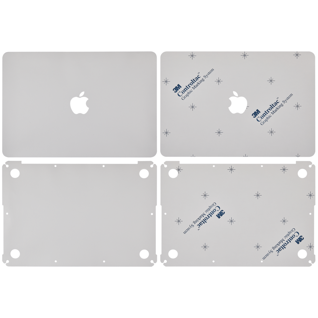 2 in 1 (Top and Bottom) Skin für Macbook Pro 13" A1502 (2015) / A1425 (2012-2013) (Silber)