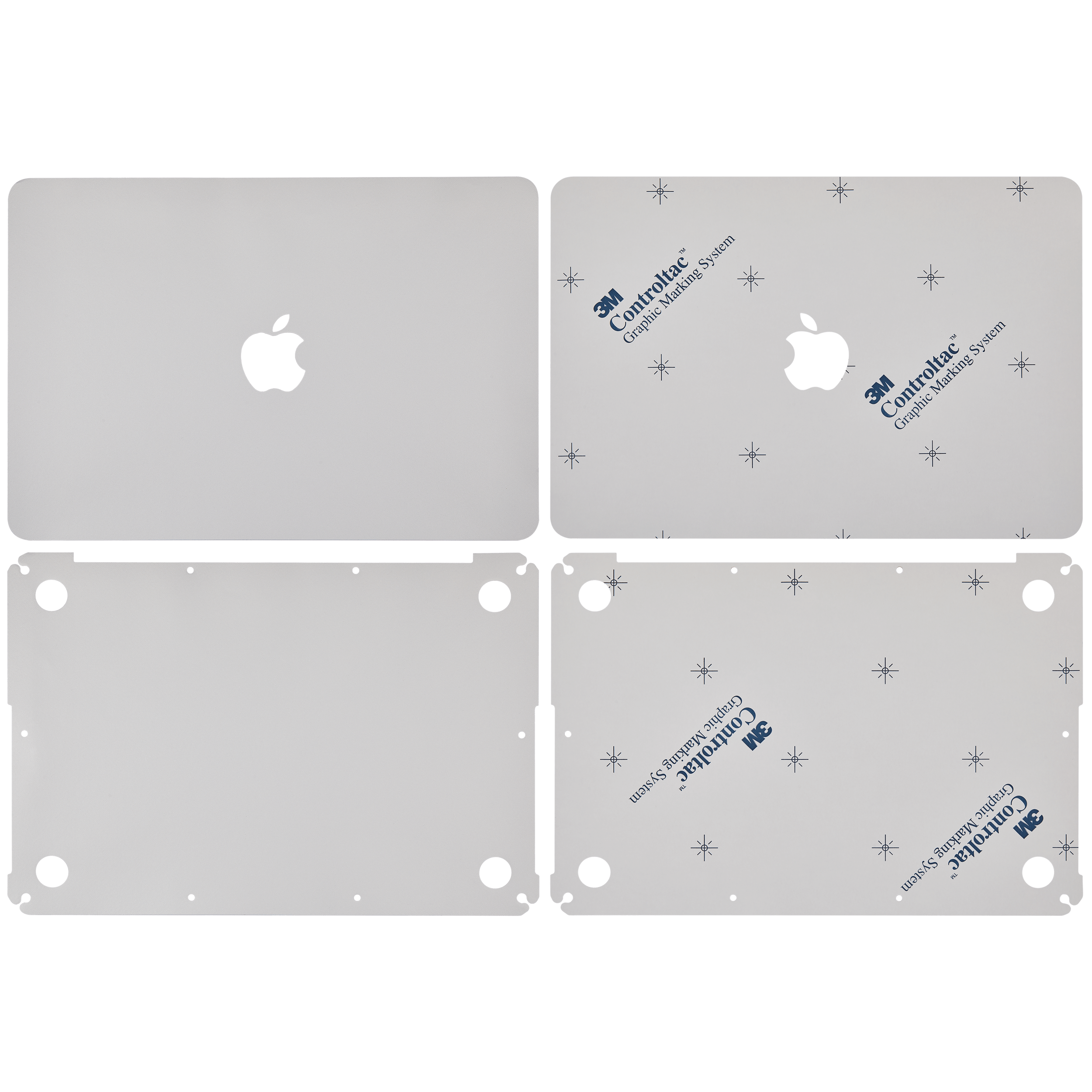 2 in 1 (Top and Bottom) Skin für Macbook Pro 13" A1502 (2015) / A1425 (2012-2013) (Silber)