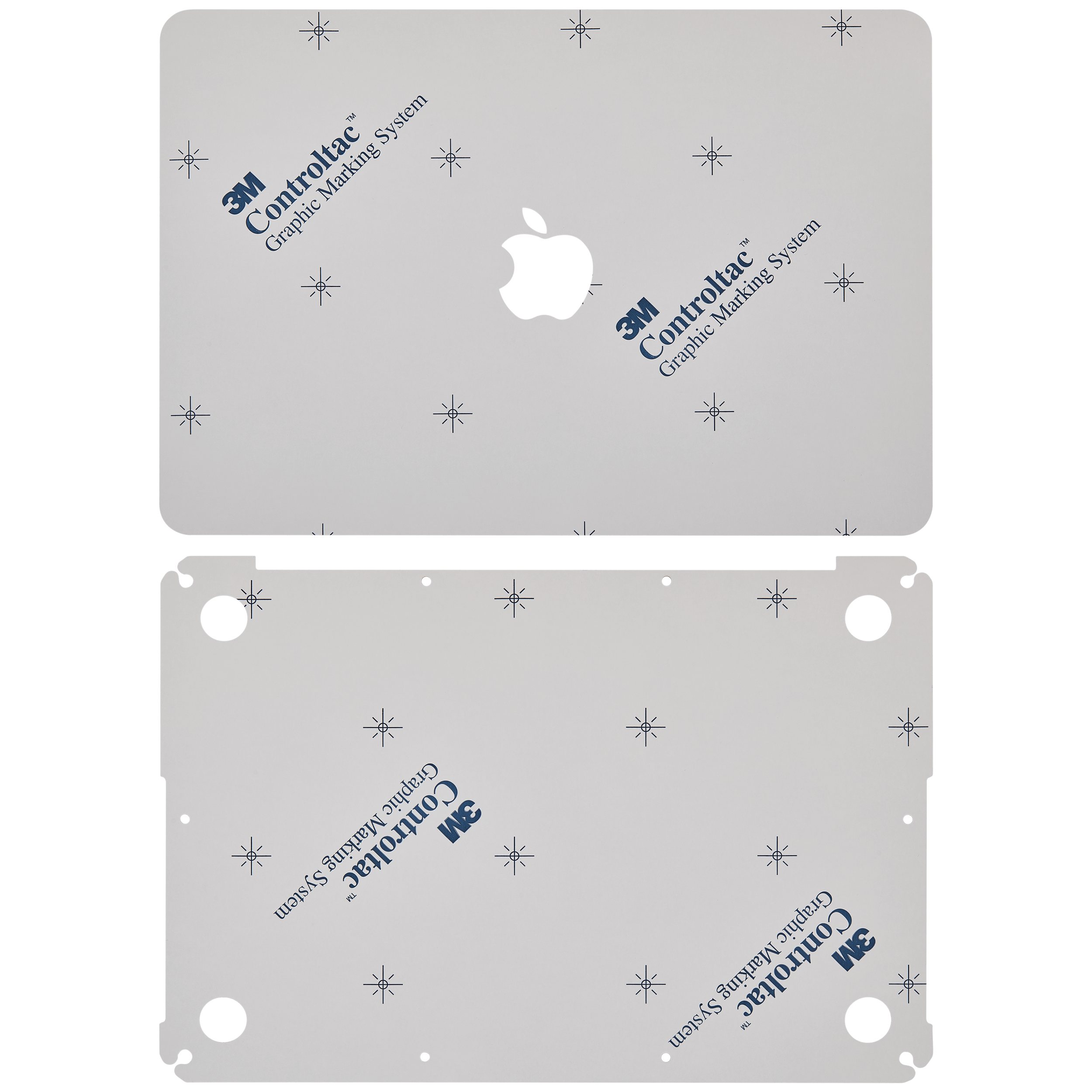 2 in 1 (Top and Bottom) Skin für Macbook Pro 13" A1502 (2015) / A1425 (2012-2013) (Silber)