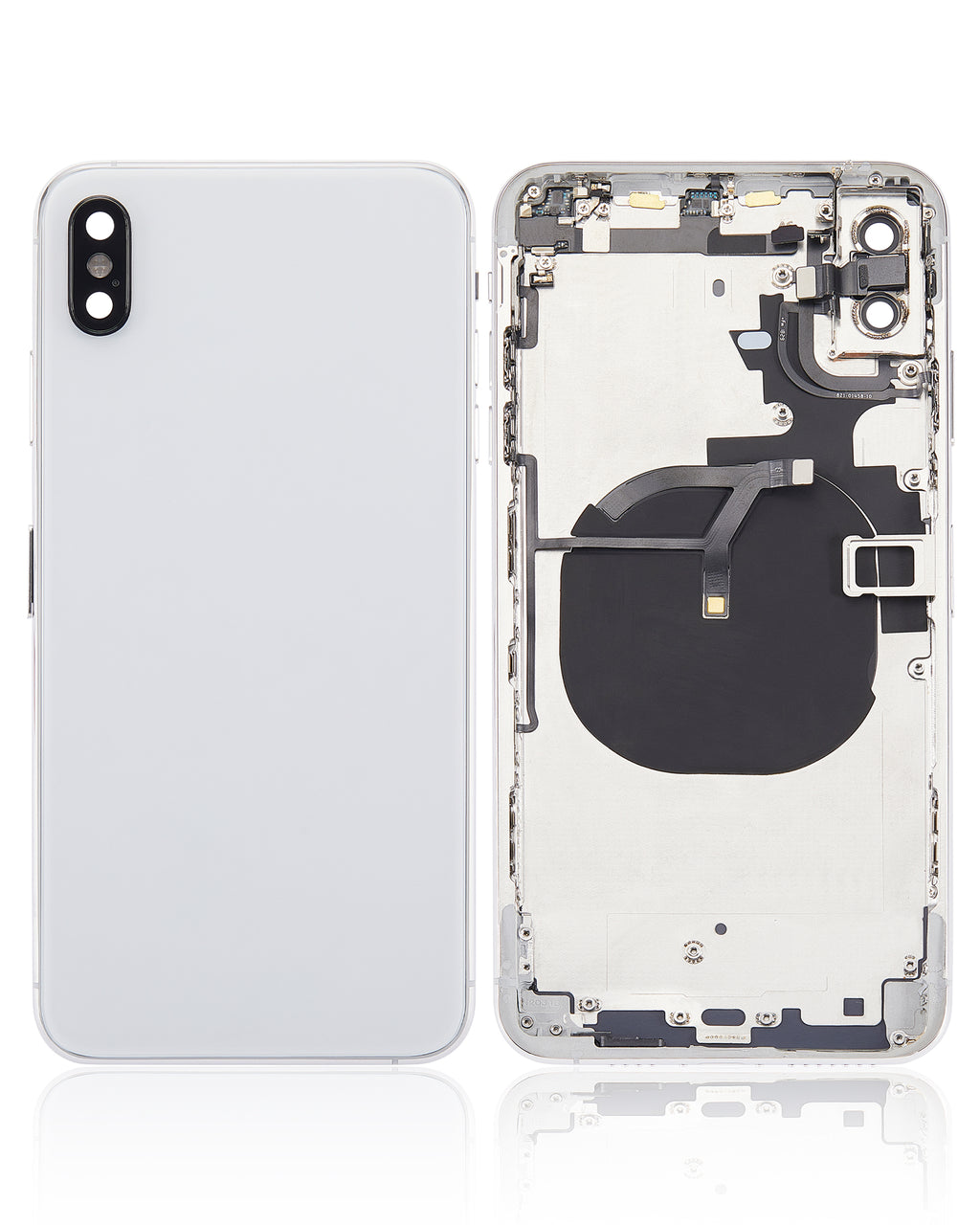 Backcover/Rahmen mit Kleinteilen für iPhone XS Max, Silber, o. Logo (Aftermarket