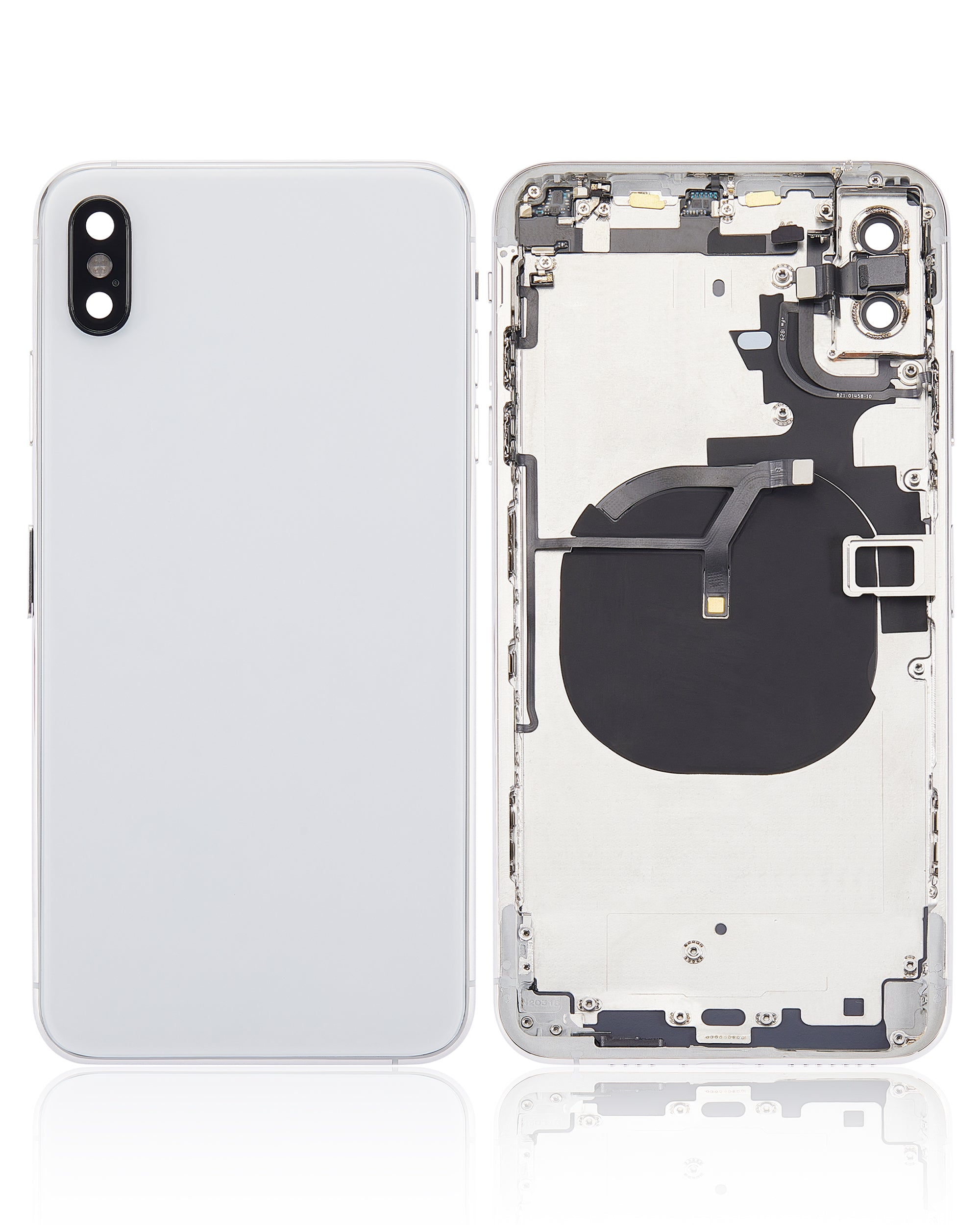 Backcover/Rahmen mit Kleinteilen für iPhone XS Max, Silber, o. Logo (Aftermarket