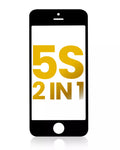 2 in 1 (Frontglas + Rahmen) für iPhone 5S (2er-Pack) (Schwarz)