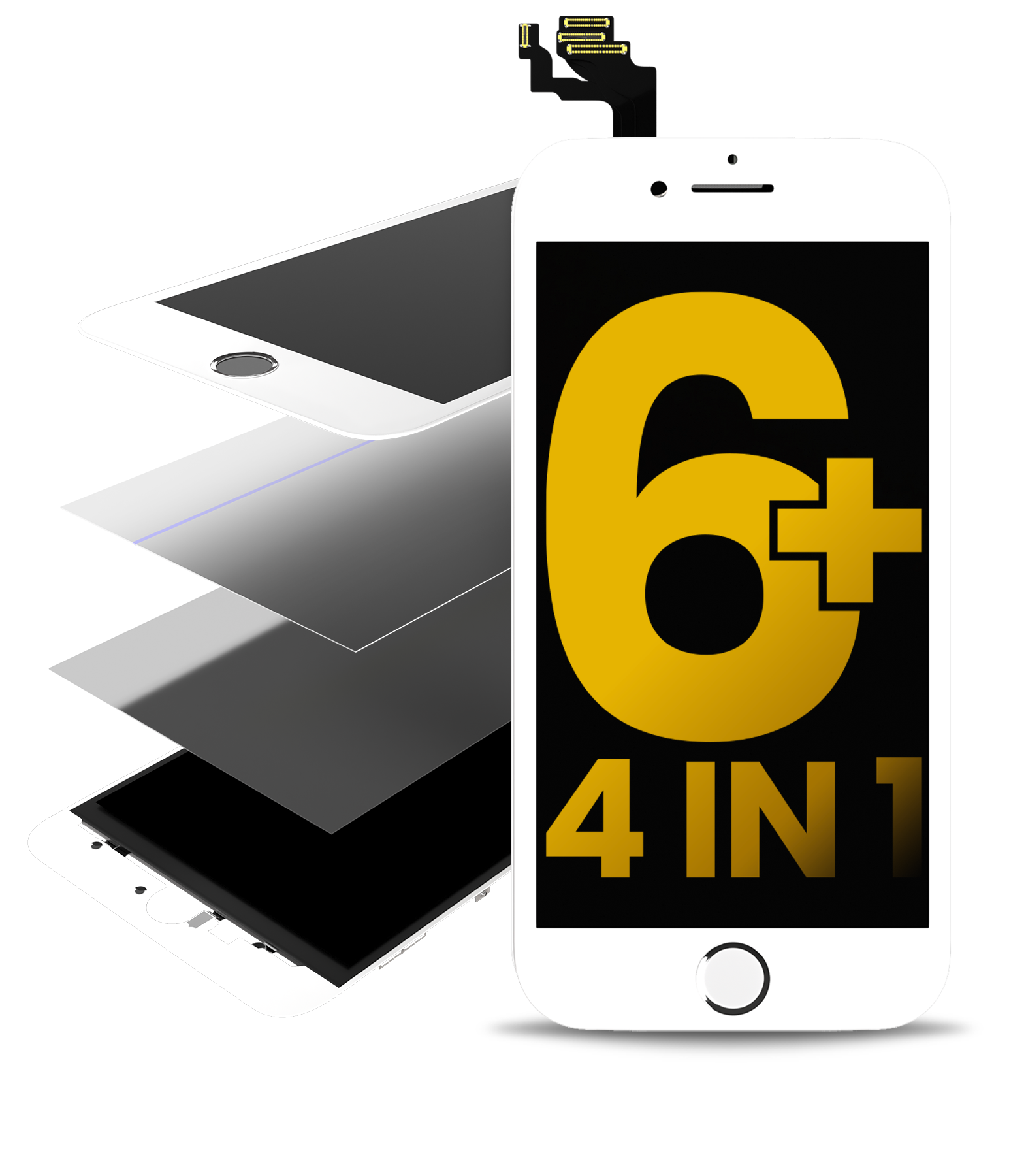 4 in 1 Frontglas mit Rahmen Polarisator OCA vorinstalliert für iPhone 6 Plus Wei