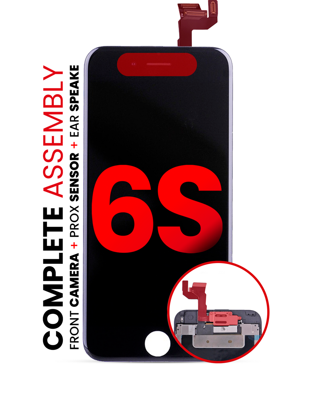 Complete LCD-Display mit Stahlplatte für iPhone 6S (mit Front Camera: Prox Sensor & Ear Speaker) (Aftermarket Plus) (Schwarz)