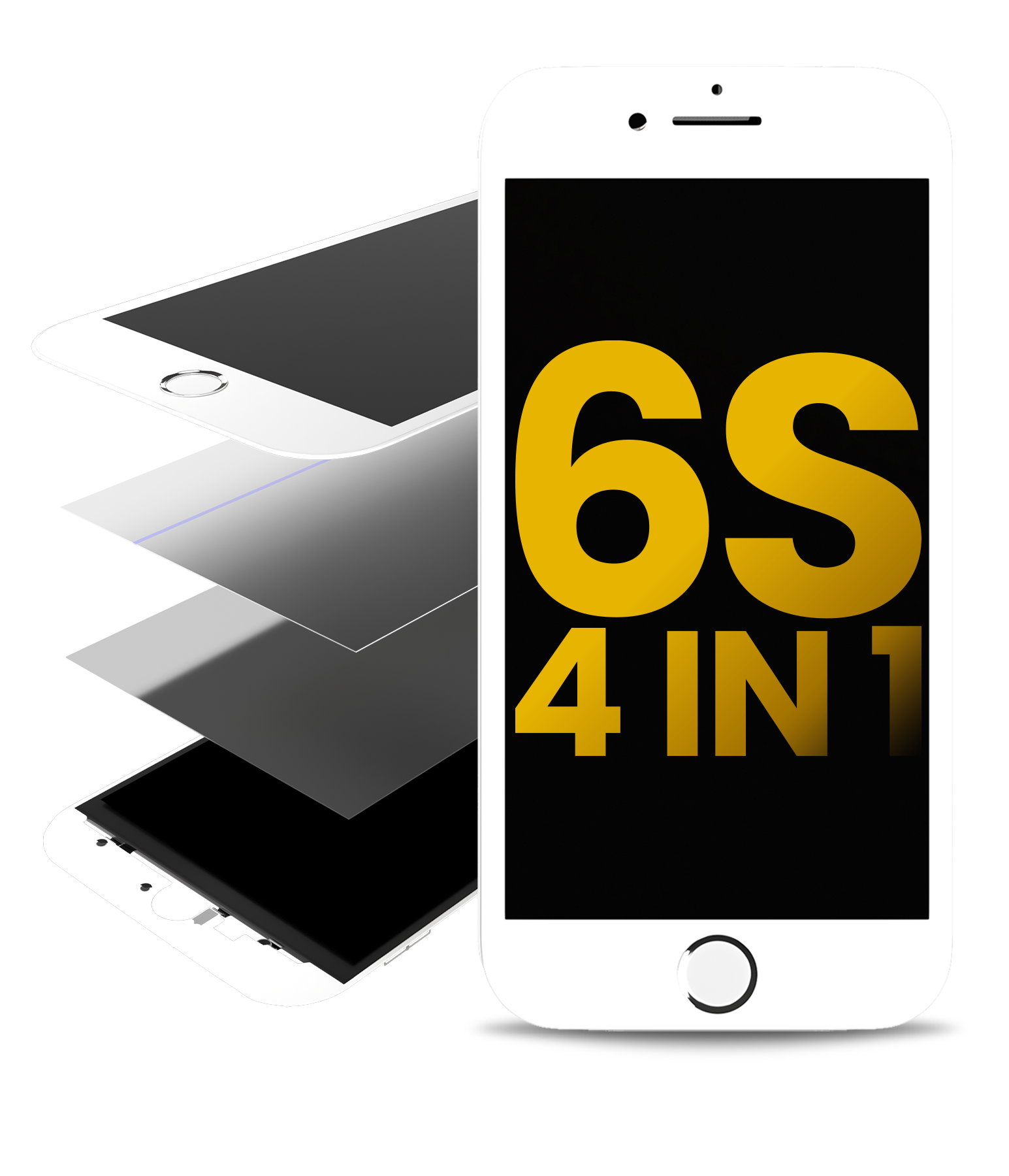 4 in 1 (front glass + frame + polarizer + OCA pre-installed) for iPhone 6S (2-pack) (White)