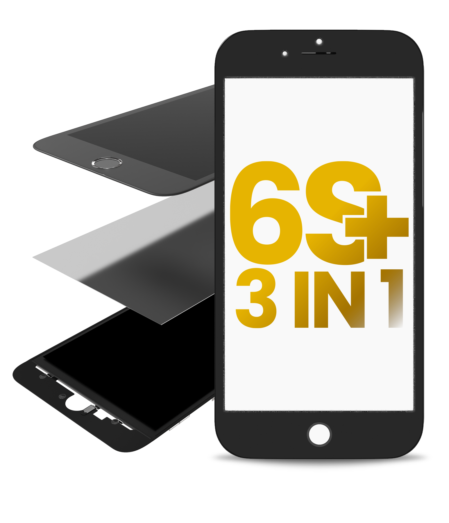 3-in-1 Front Glass with Frame and OCA Pre-installed for iPhone 6S Plus (2 Pack, Black)