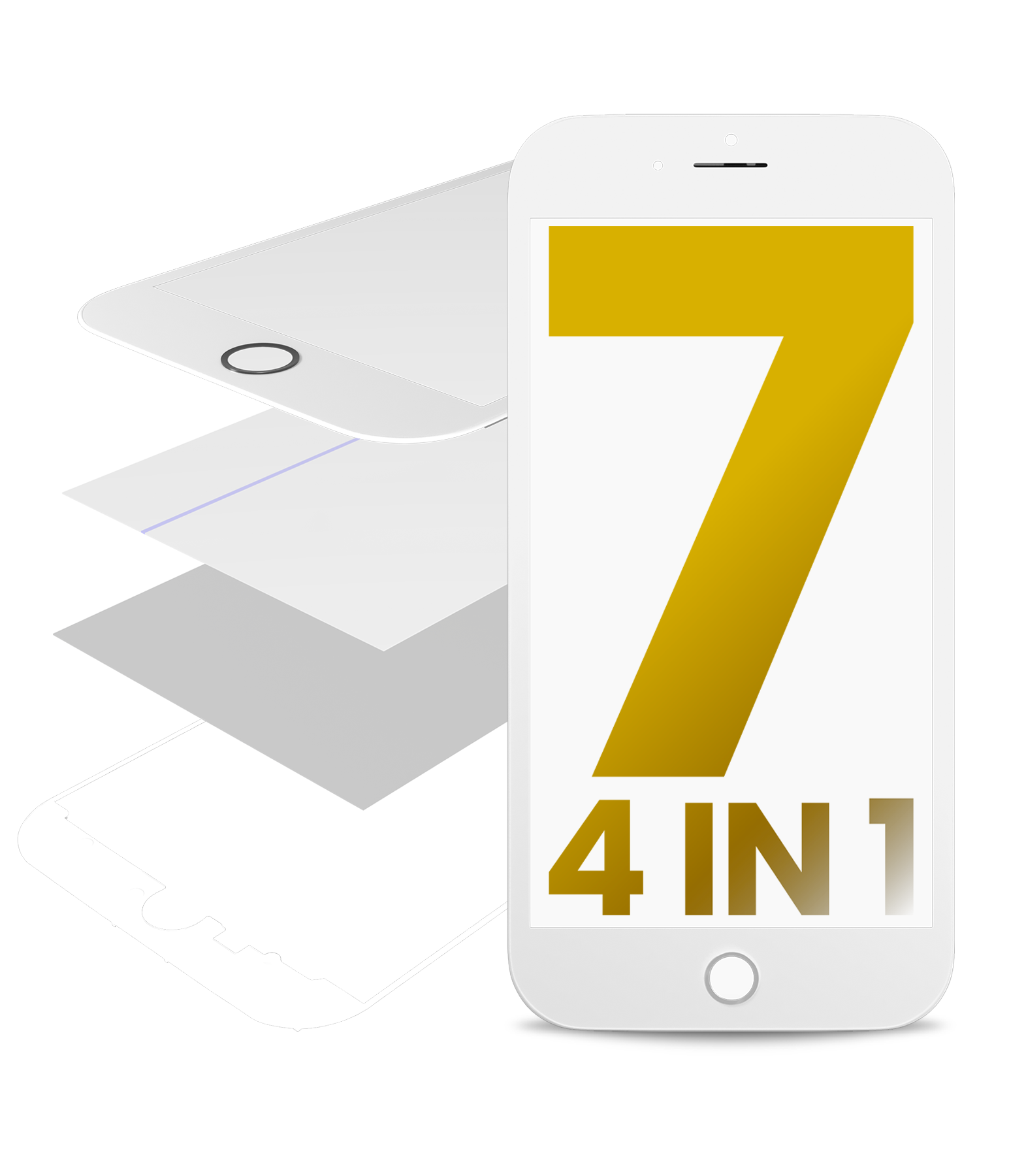 Glass with Frame / OCA / Polarizer Pre-installed for iPhone 7 (White) (Premium 4-in-1) (2-Pack)