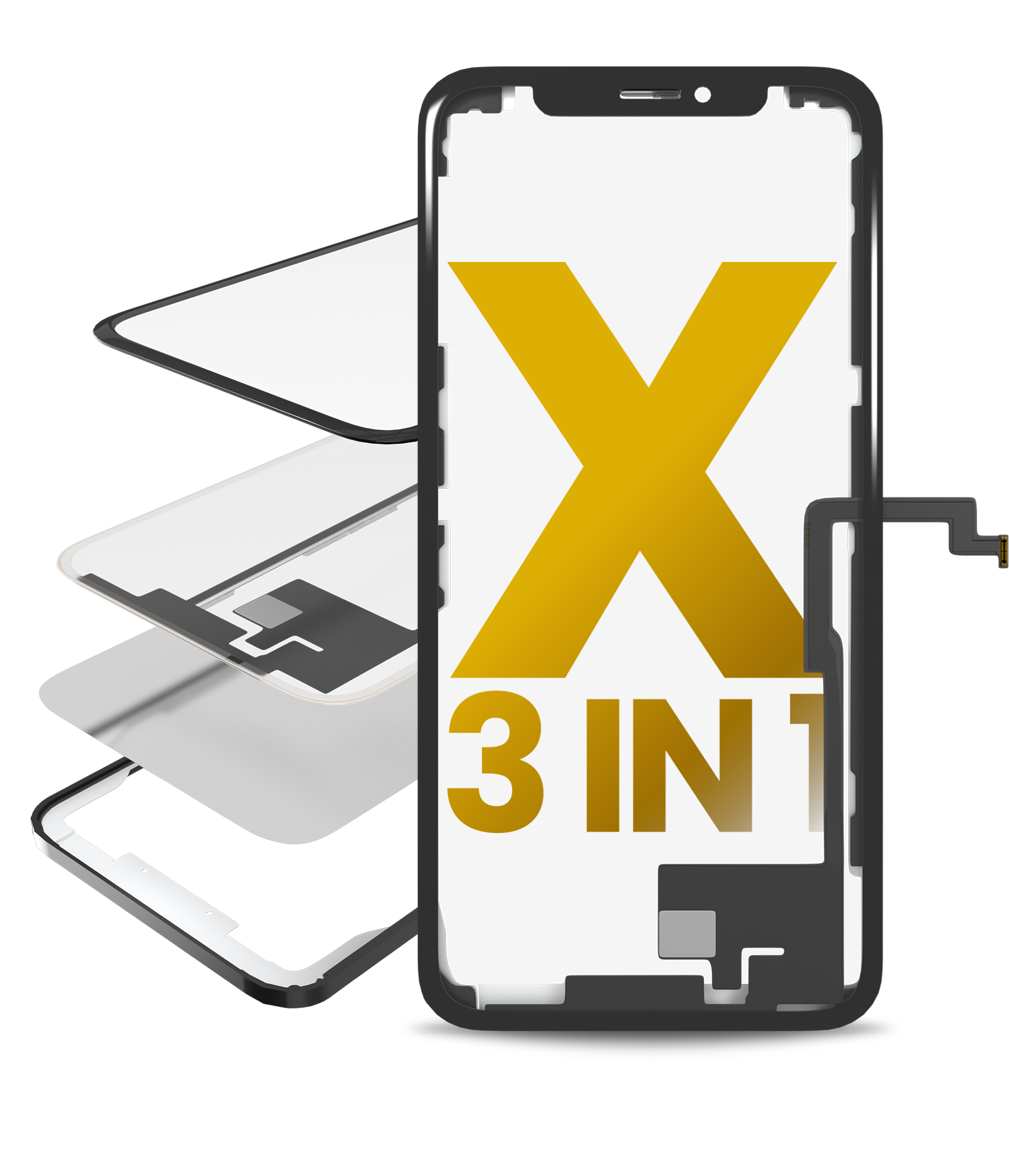 Premium Glas mit Rahmen für iPhone X (3 in 1) 2er-Pack