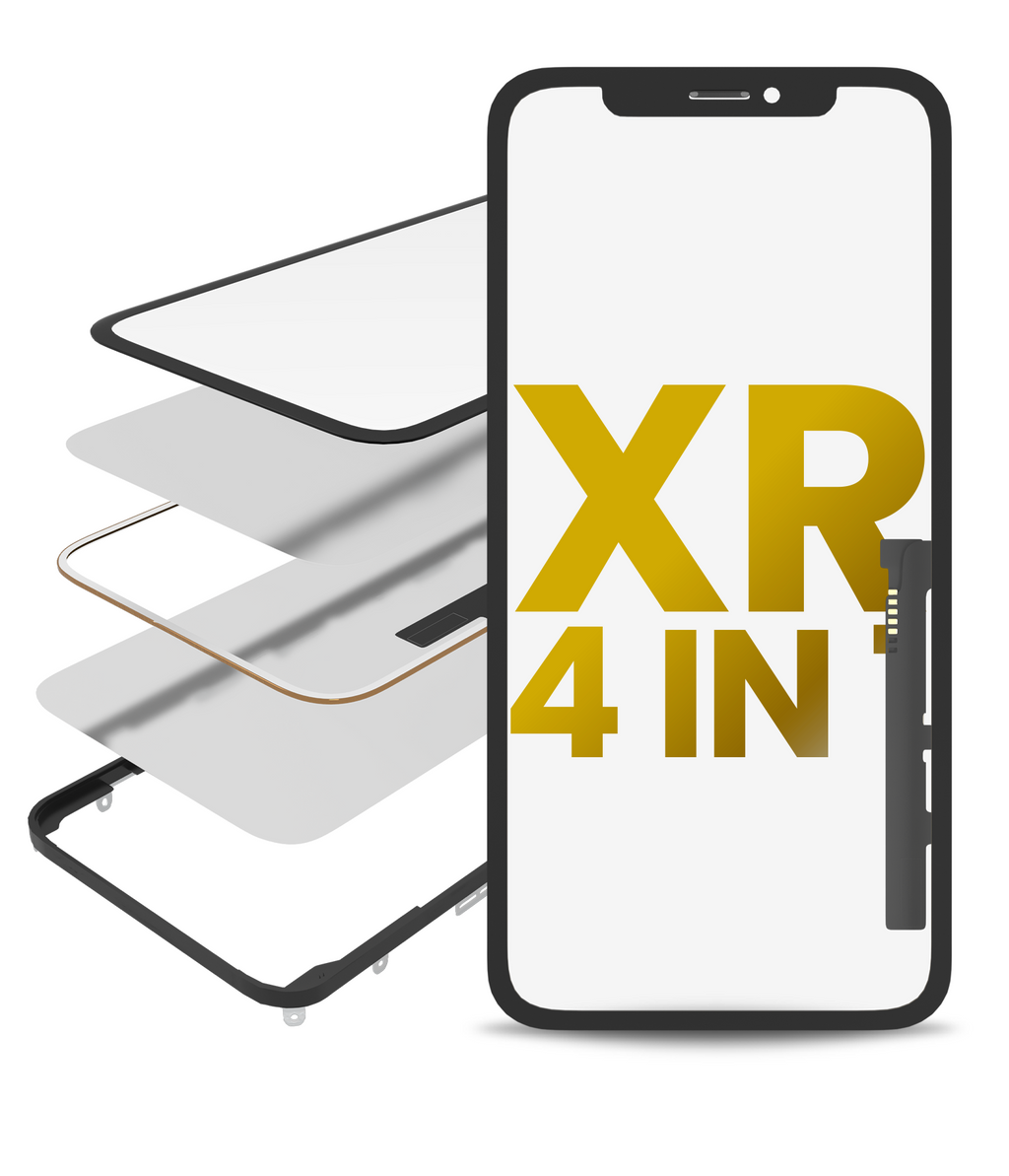 Glass with Digitizer Flex (without OCA) & Frame Pre-Assembled for iPhone XR (Premium Quality / 4 in 1) (2 Pack)