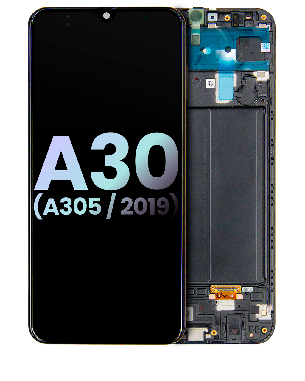 OLED-Display m. Rahmen f. Samsung A30 (Service Pack) (Alle Farben)