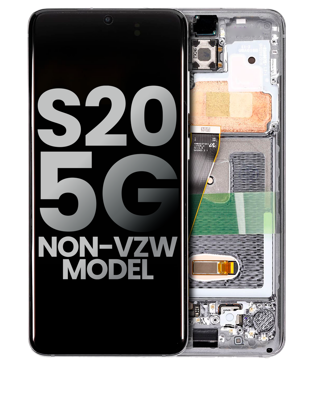 OLED-Display mit Rahmen für Samsung Galaxy S20 5G (Non-Verizon 5G UW Frame) (gebrauchter OEM-Ausbau, Qualität B/C) (Cosmic Gray)