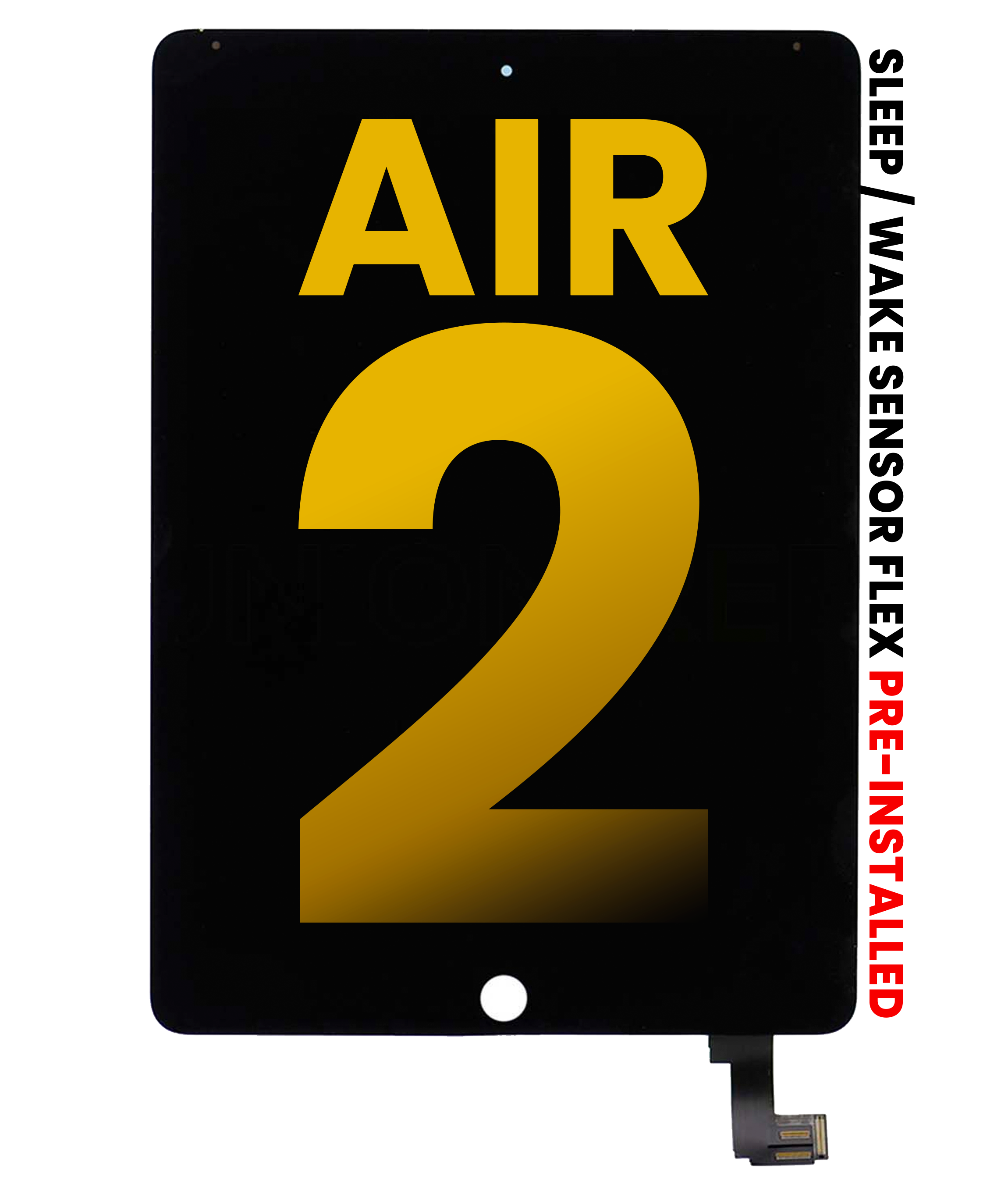 LCD-Display mit Digitizer für iPad Air 2, Sleep/Wake Flex, Refurbished, Schwarz