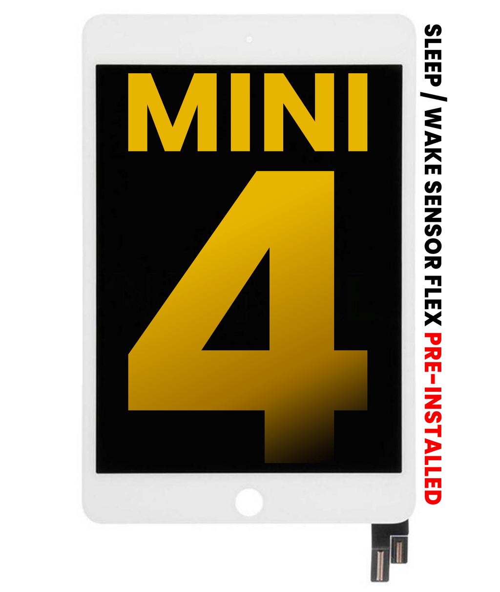 LCD-Display m. Digitizer f. iPad Mini 4 Refurbished Weiß inkl. Sleep/Wake Flex