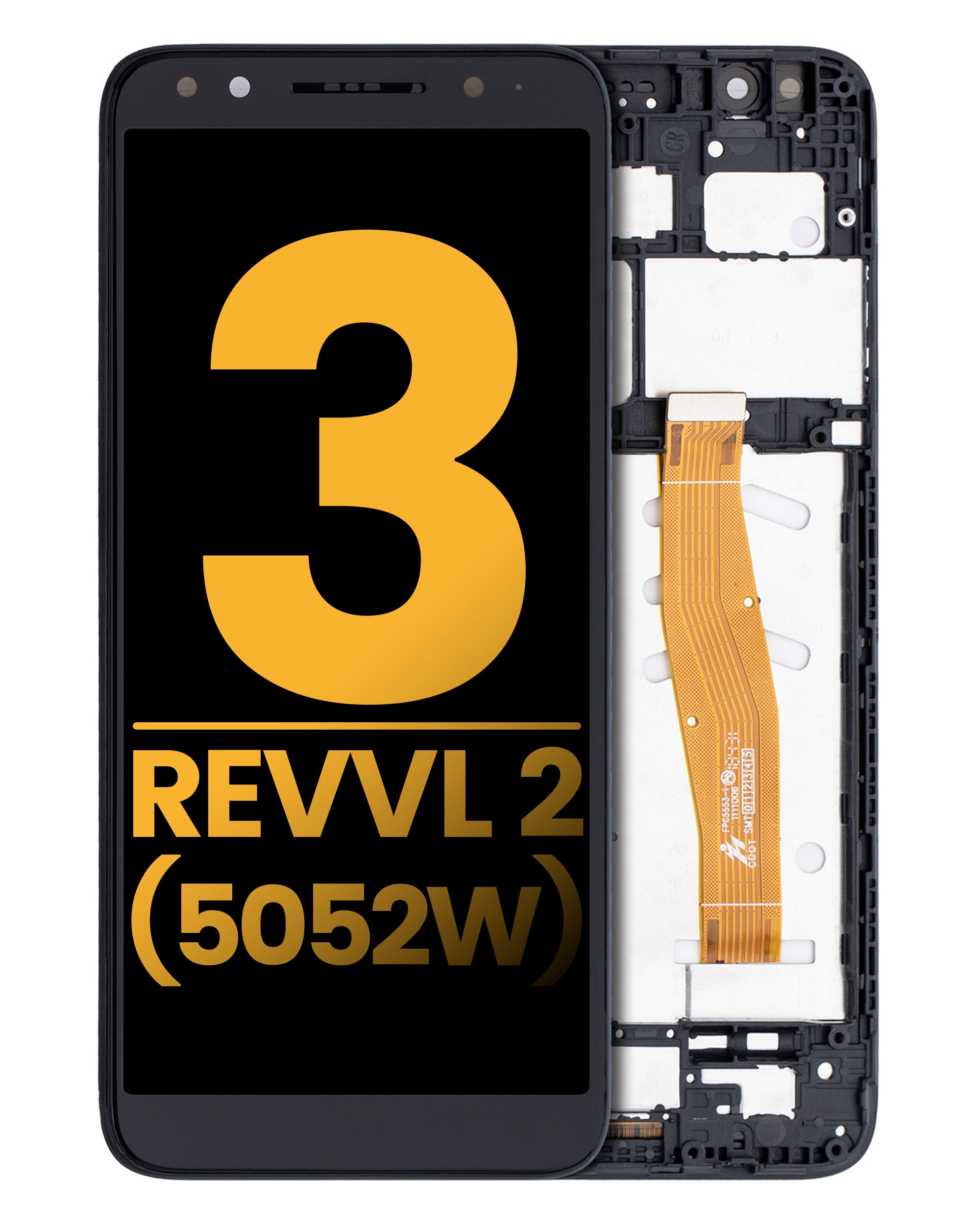 LCD-Display mit Rahmen für T-Mobile Revvl 2 (5052W / 2019) (Refurb.) (Schwarz)