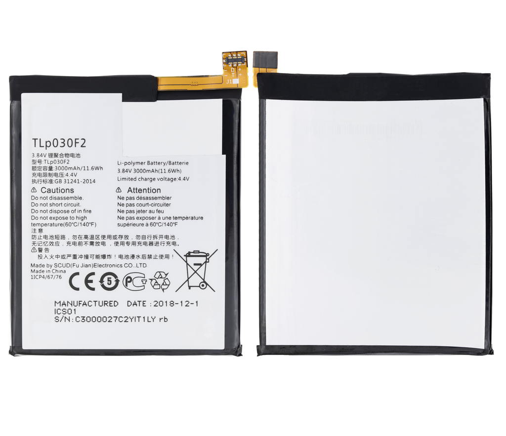 Replacement Battery for Alcatel One Touch Idol 4S / BlackBerry DTEK60 (TLP030F2 / TLP030F1)