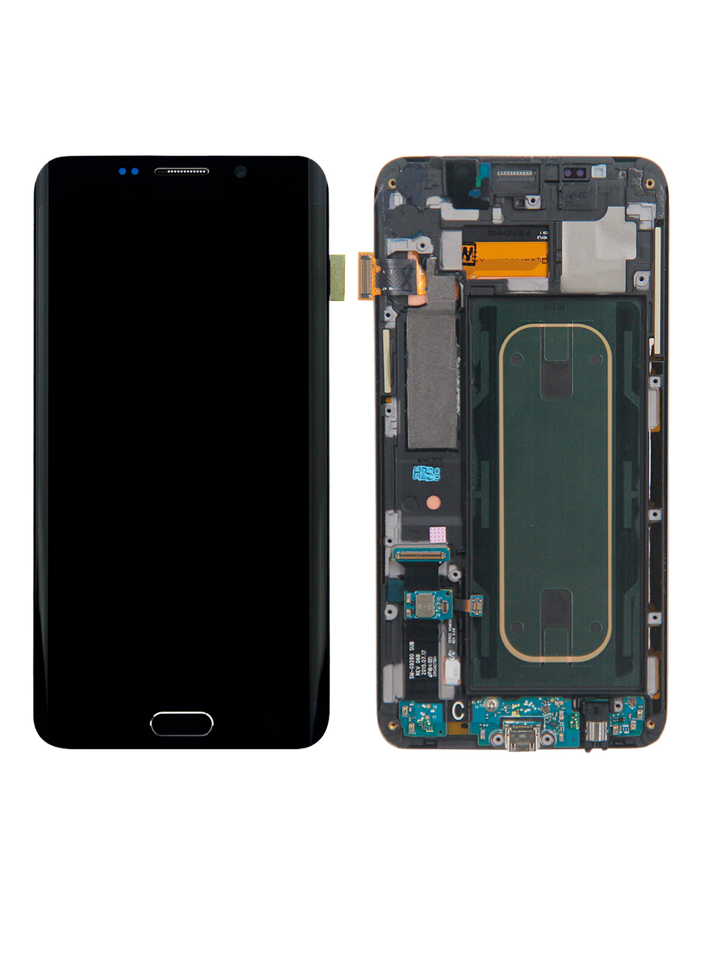 OLED-Display mit Rahmen für Samsung Galaxy S6 Edge Plus (AT&T / T-Mobile / International) (Service Pack) (Black Sapphire)