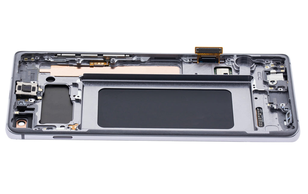 OLED-Display mit Rahmen für Samsung Galaxy S10 Plus (gebrauchter OEM-Ausbau, Qualität A) (Prism / Ceramic Black)