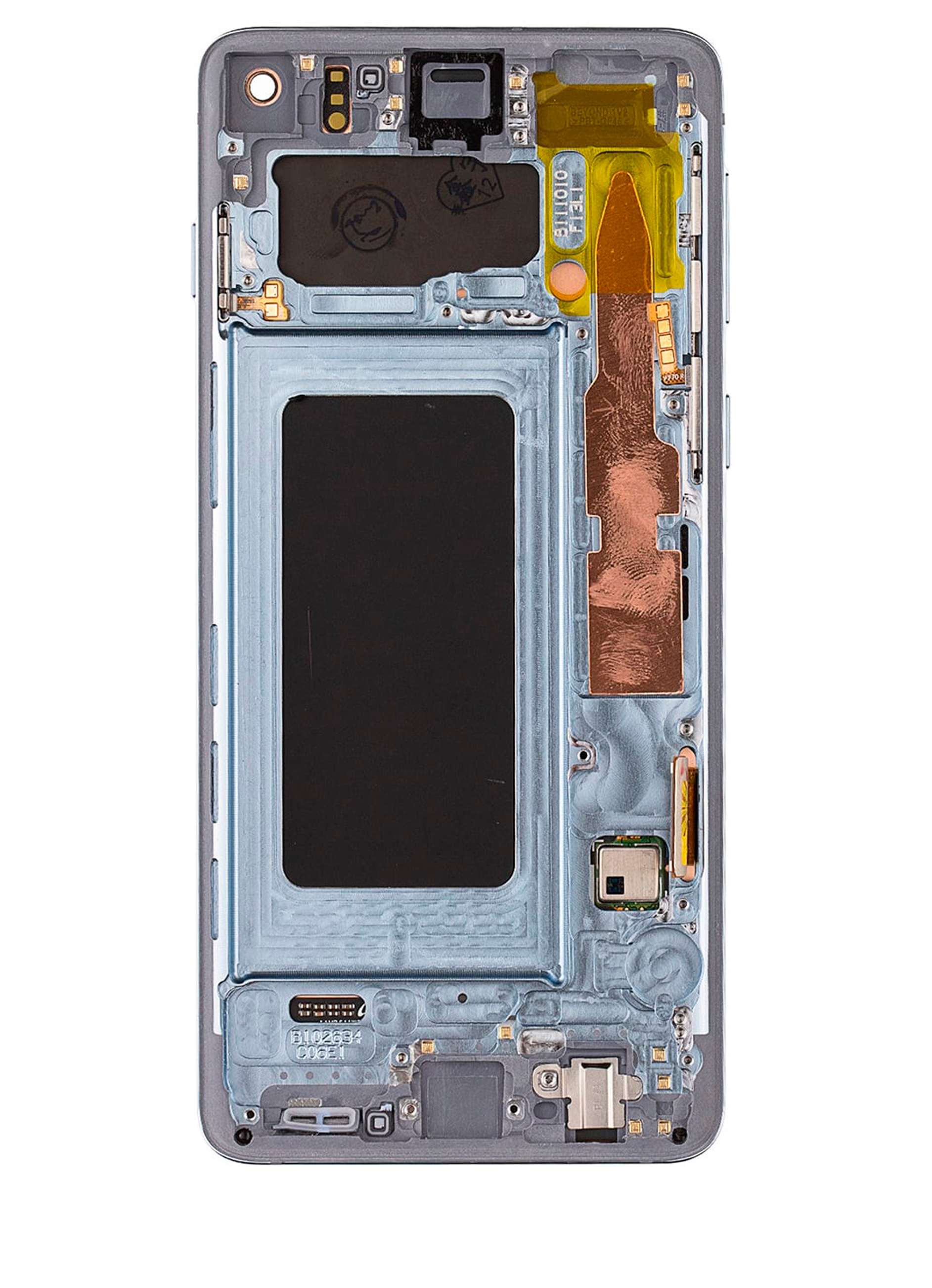 OLED-Display mit Rahmen für Samsung Galaxy S10 (gebrauchter OEM-Ausbau, Qualität B/C) (Prism Blue)