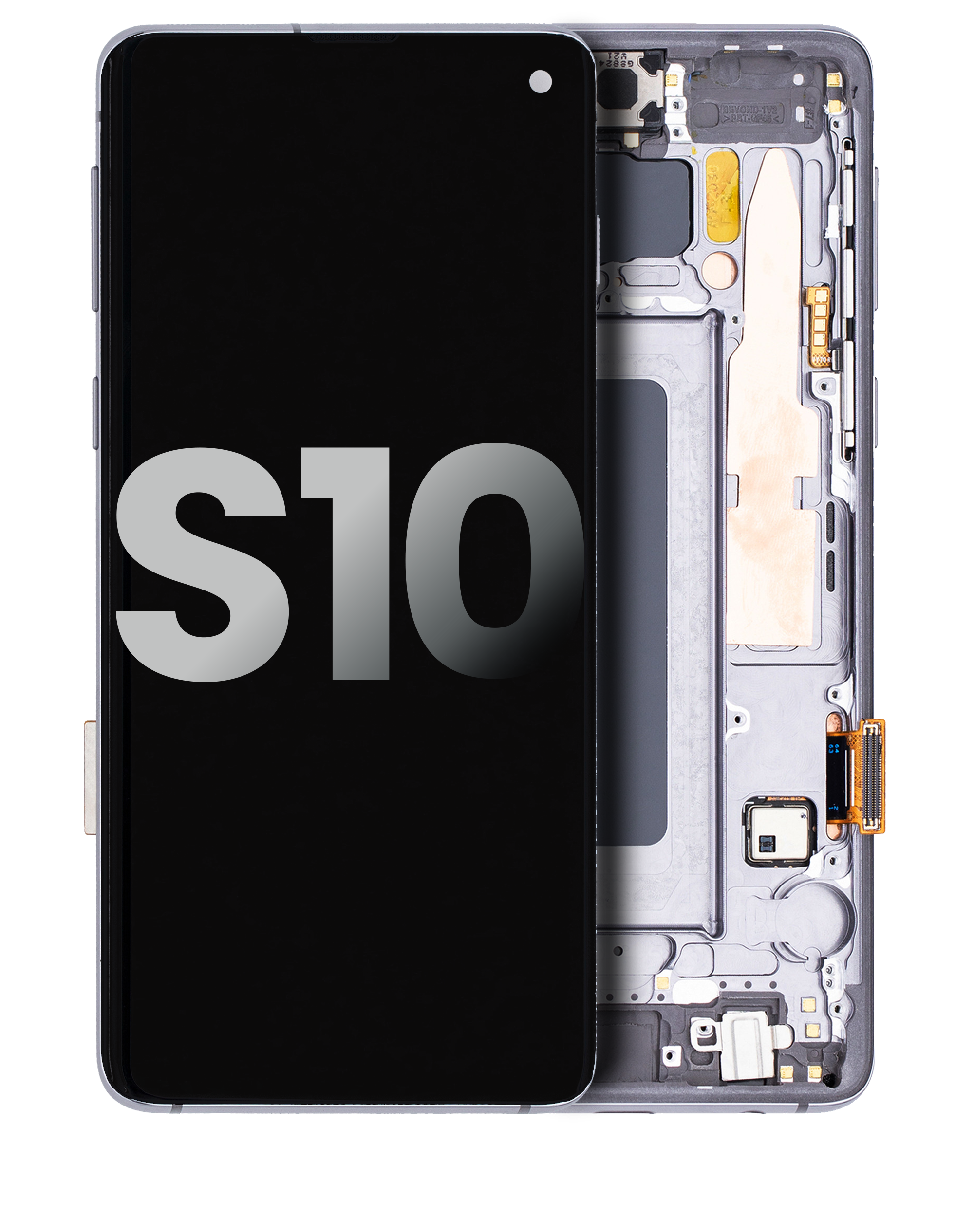 OLED-Display mit Rahmen für Samsung Galaxy S10 (gebrauchter OEM-Ausbau, Qualität B/C) (Prism / Ceramic Black)