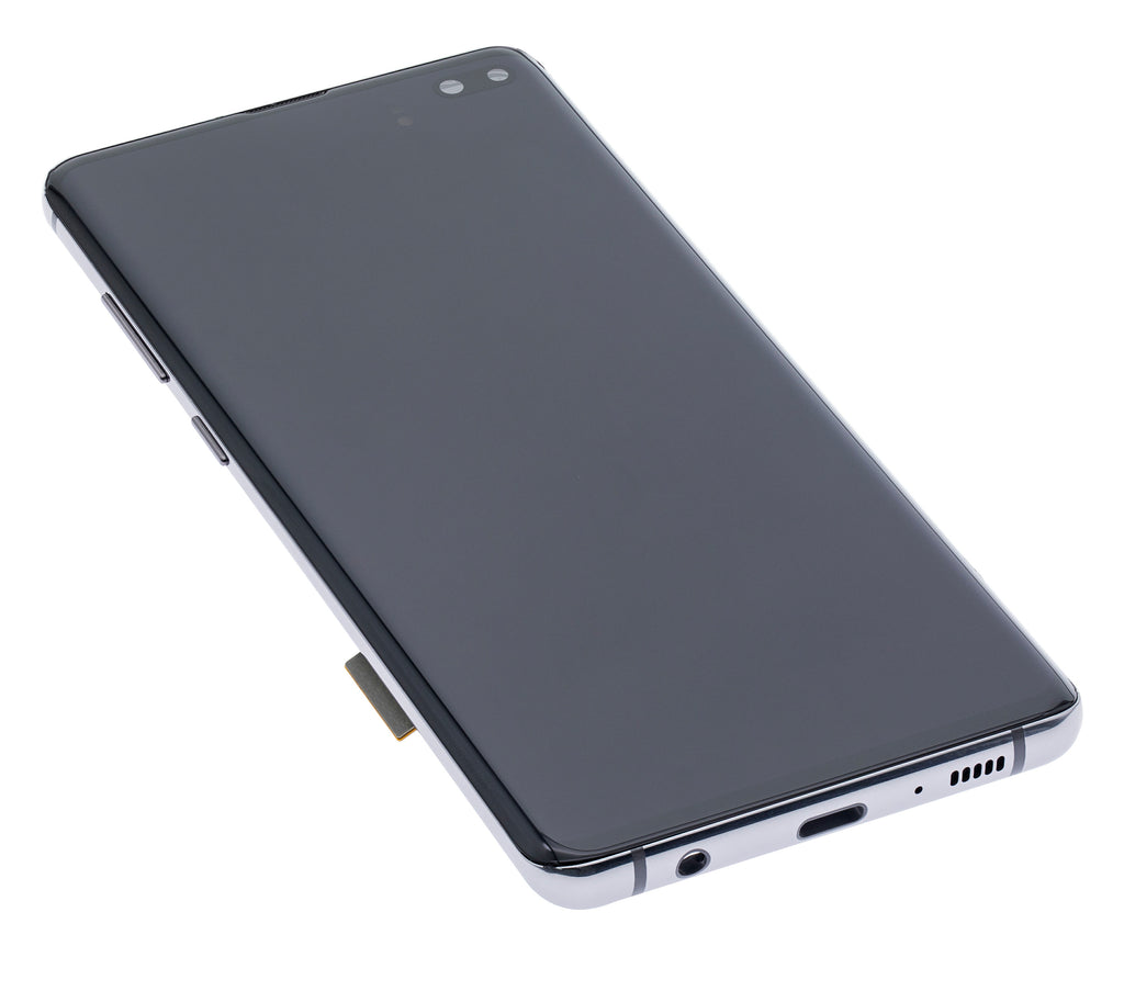 OLED-Display mit Rahmen für Samsung Galaxy S10 Plus (gebrauchter OEM-Ausbau, Qualität B/C) (Prism / Ceramic Black)