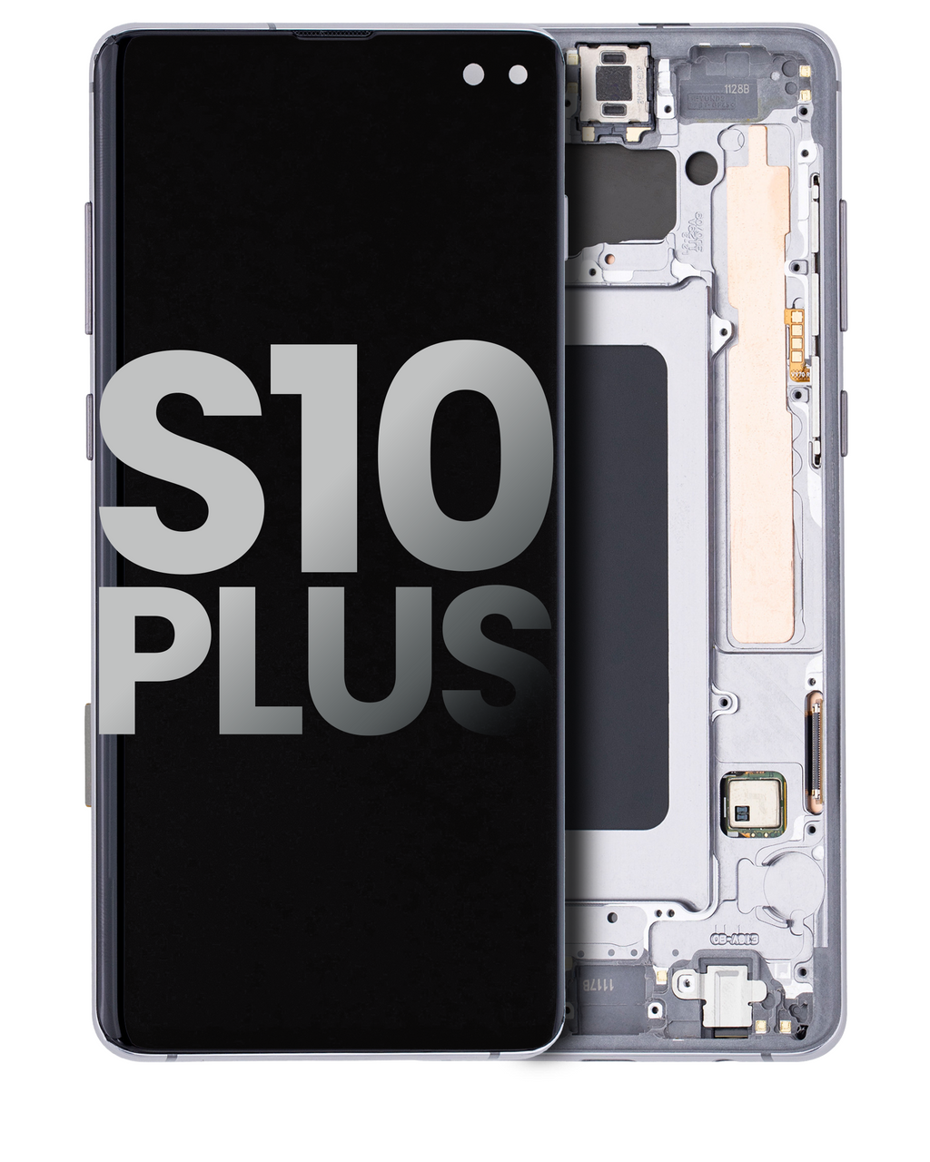 OLED-Display mit Rahmen für Samsung Galaxy S10 Plus (gebrauchter OEM-Ausbau, Qualität B/C) (Prism / Ceramic Black)