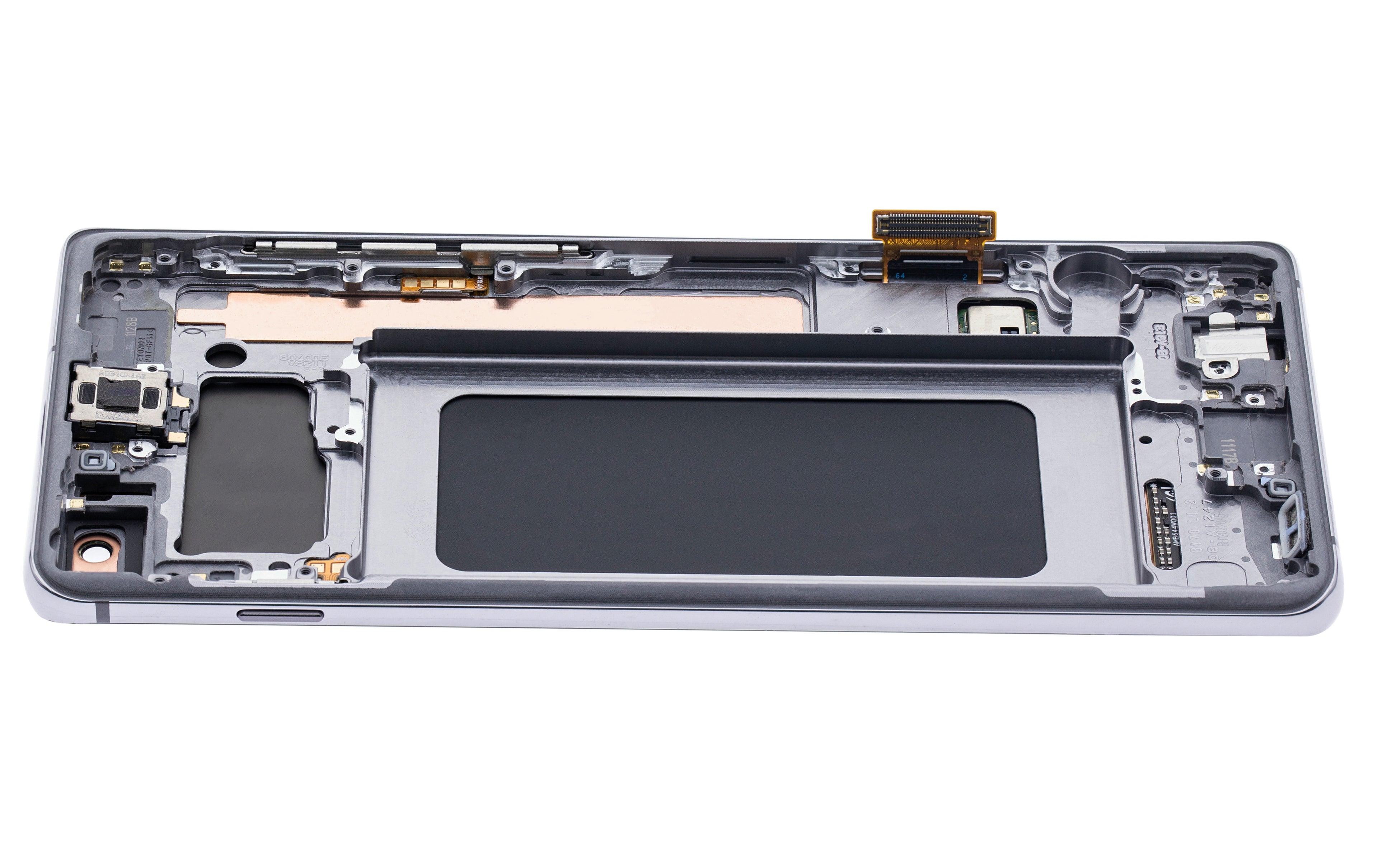 OLED-Display mit Rahmen für Samsung Galaxy S10 Plus (gebrauchter OEM-Ausbau, Qualität B/C) (Prism / Ceramic Black)