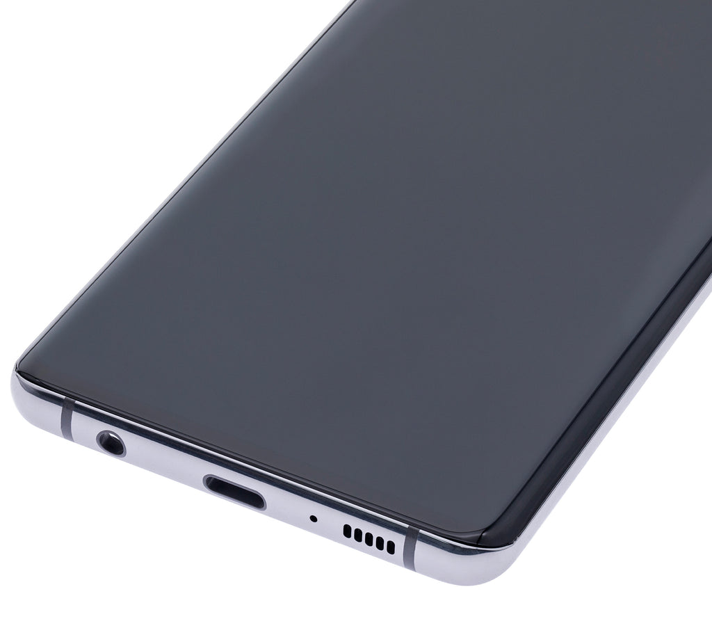 OLED-Display mit Rahmen für Samsung Galaxy S10 Plus (gebrauchter OEM-Ausbau, Qualität B/C) (Prism / Ceramic Black)