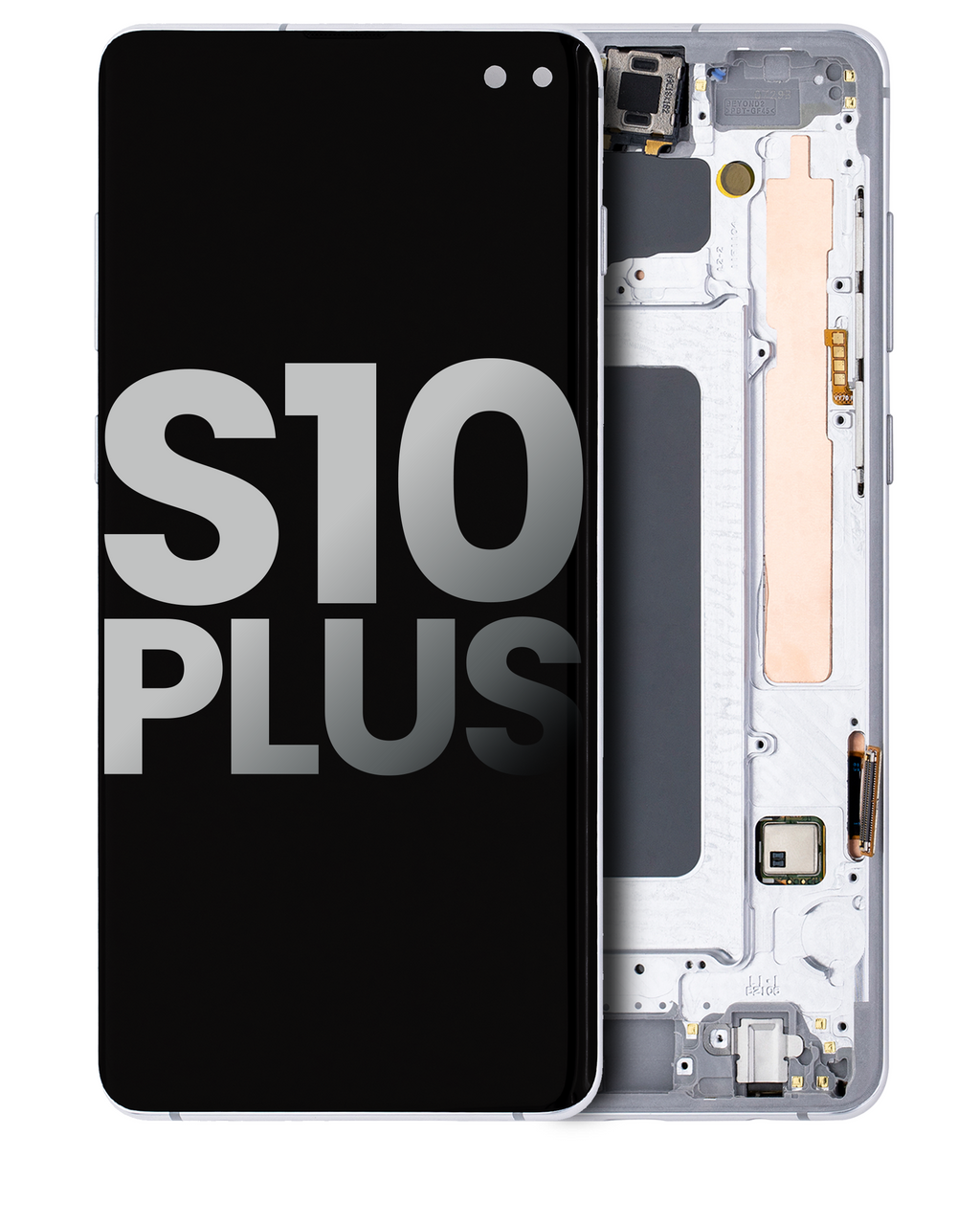 OLED-Display mit Rahmen für Samsung Galaxy S10 Plus (gebrauchter OEM-Ausbau, Qualität B/C) (Prism White)