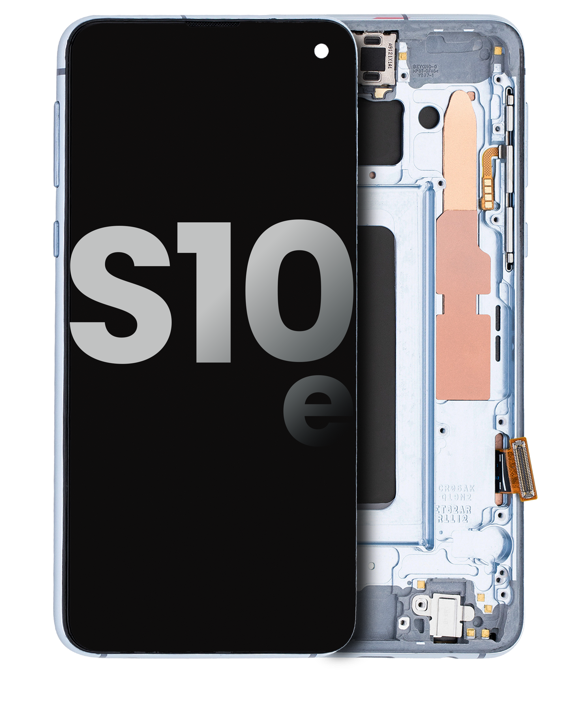 OLED-Display mit Rahmen für Samsung Galaxy S10e (gebrauchter OEM-Ausbau, Qualität B/C) (Prism Blue)