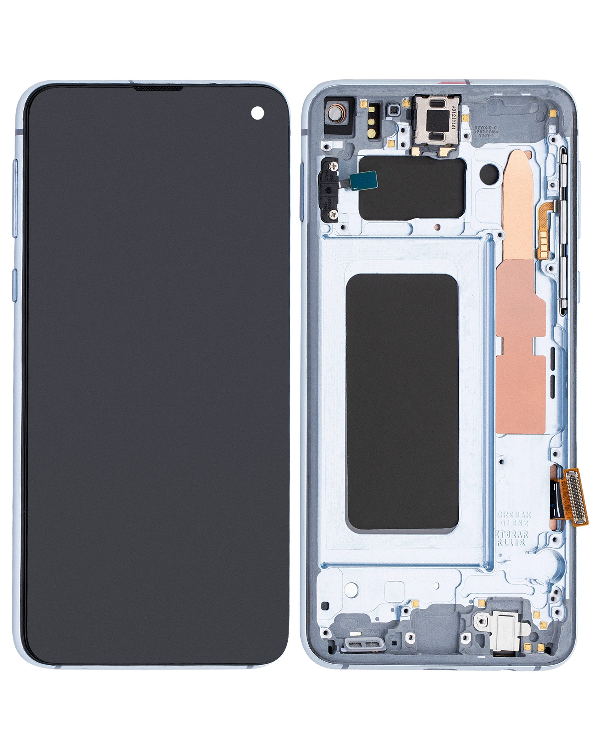 OLED-Display mit Rahmen für Samsung Galaxy S10e (gebrauchter OEM-Ausbau, Qualität B/C) (Prism Blue)