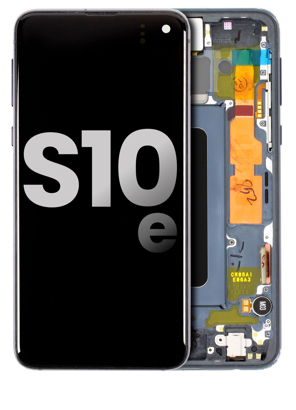 OLED-Display mit Rahmen für Samsung Galaxy S10e (gebrauchter OEM-Ausbau, Qualität B/C) (Prism Blue)