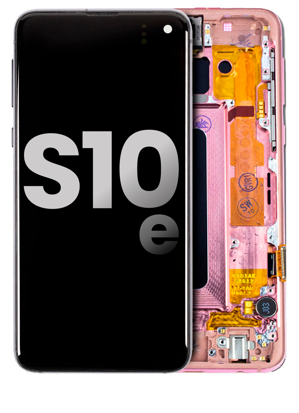 OLED-Display mit Rahmen für Samsung Galaxy S10E (gebrauchter OEM-Ausbau, Qualität B/C) (Flamingo Pink)