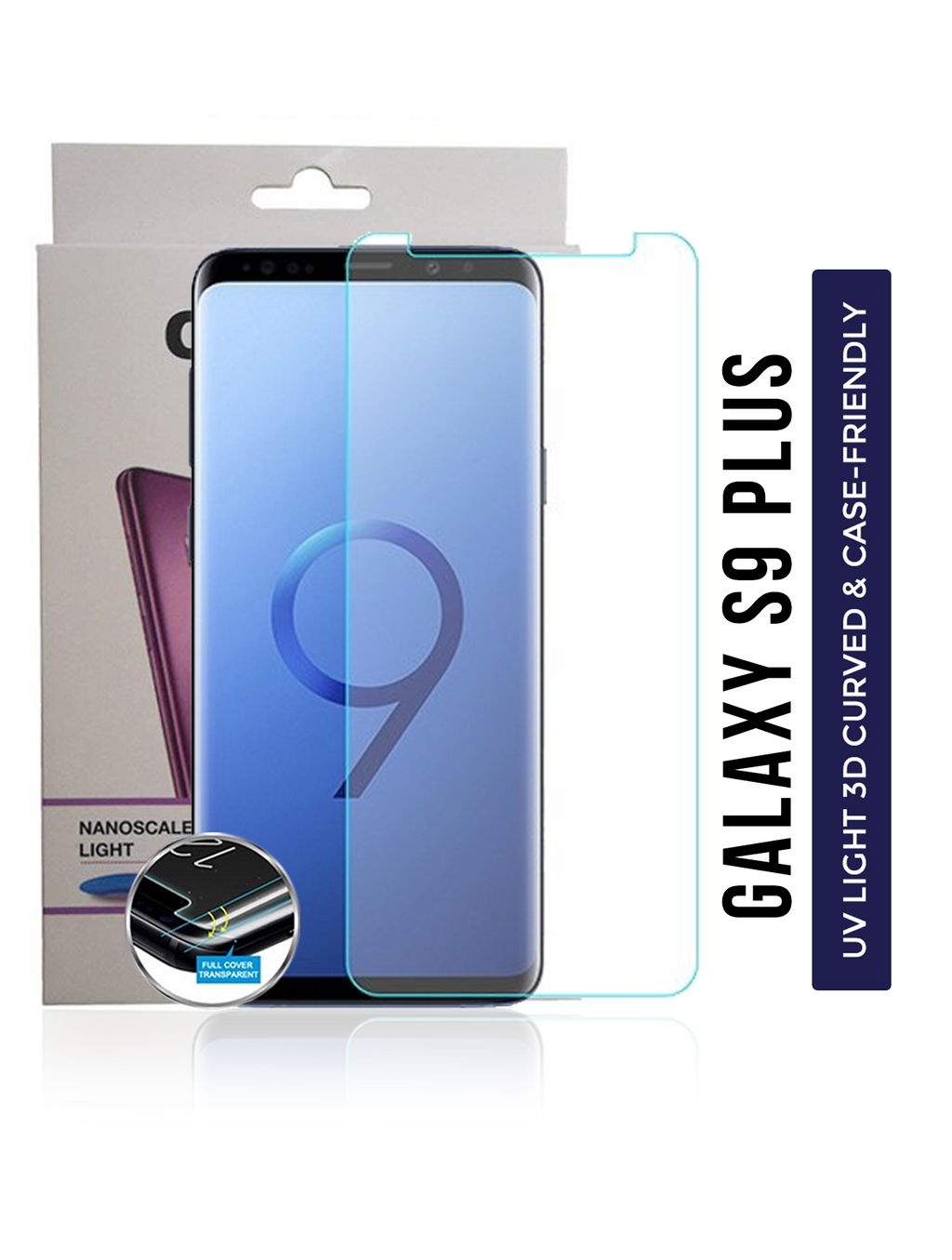 Casper UV Panzerglas mit Kleber für Samsung Galaxy S9 Plus (Case Friendly)