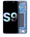 OLED-Display mit Rahmen für Samsung Galaxy S9 (Service Pack) (Coral Blau)