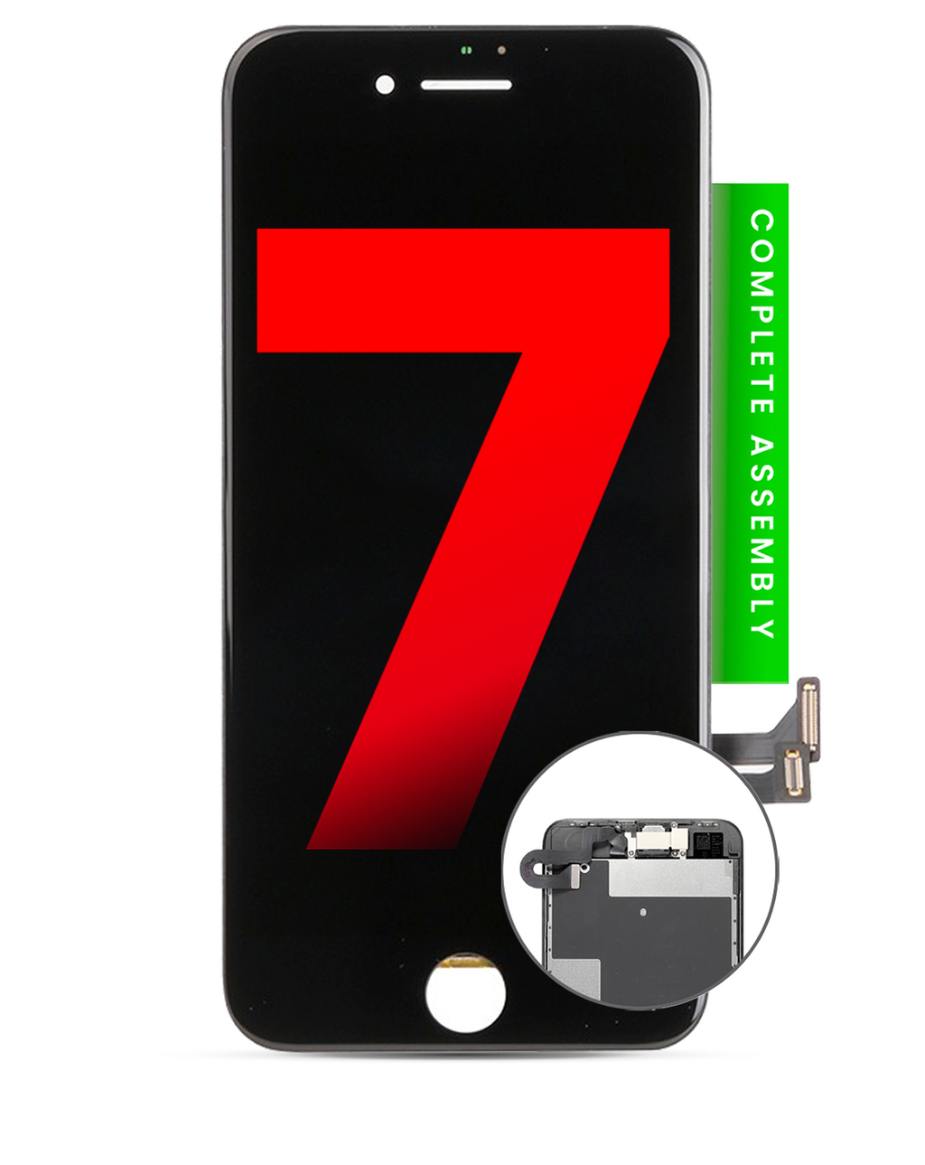 Complete LCD-Display mit Stahlplatte für iPhone 7 (mit Front Camera: Prox Sensor & Ear Speaker) (Aftermarket Plus Quality: XO6) (Schwarz)