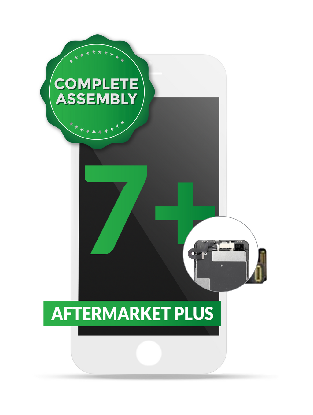 Complete LCD-Display mit Stahlplatte für iPhone 7 Plus (mit Front Camera: Prox Sensor & Ear Speaker) (Aftermarket Plus Quality: XO6) (Weiß)