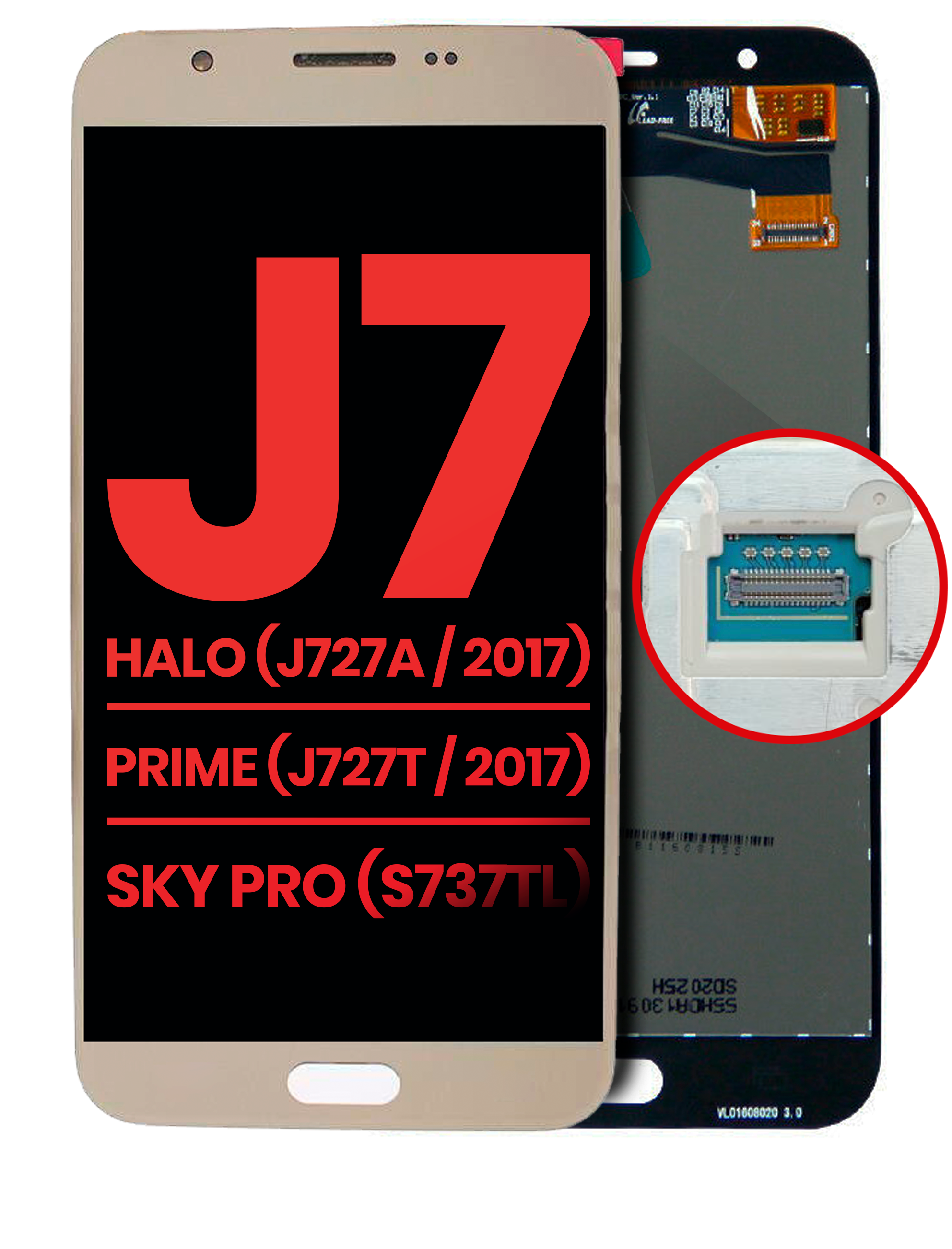 LCD Display without Frame for Samsung Galaxy J7 Halo (J727A / 2017) / J7 Prime (J727T / 2017) / J7 Sky Pro (S737TL) (Aftermarket Plus) (Gold)