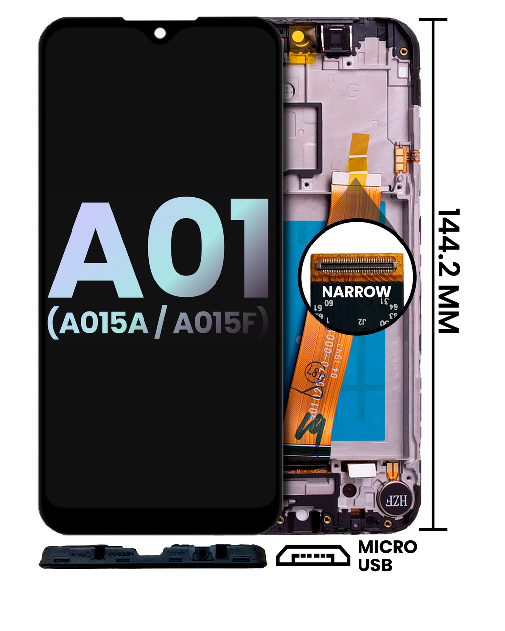 LCD-Display mit Rahmen Samsung Galaxy A01 Micro-USB Service Pack